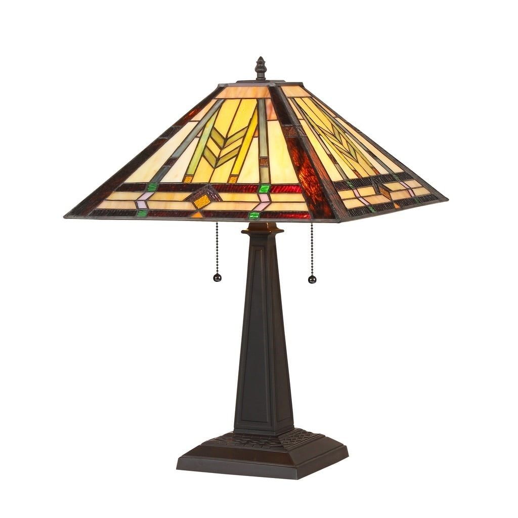 Chloe Tiffany Style Bronze Table Lamp with Art Glass Shade