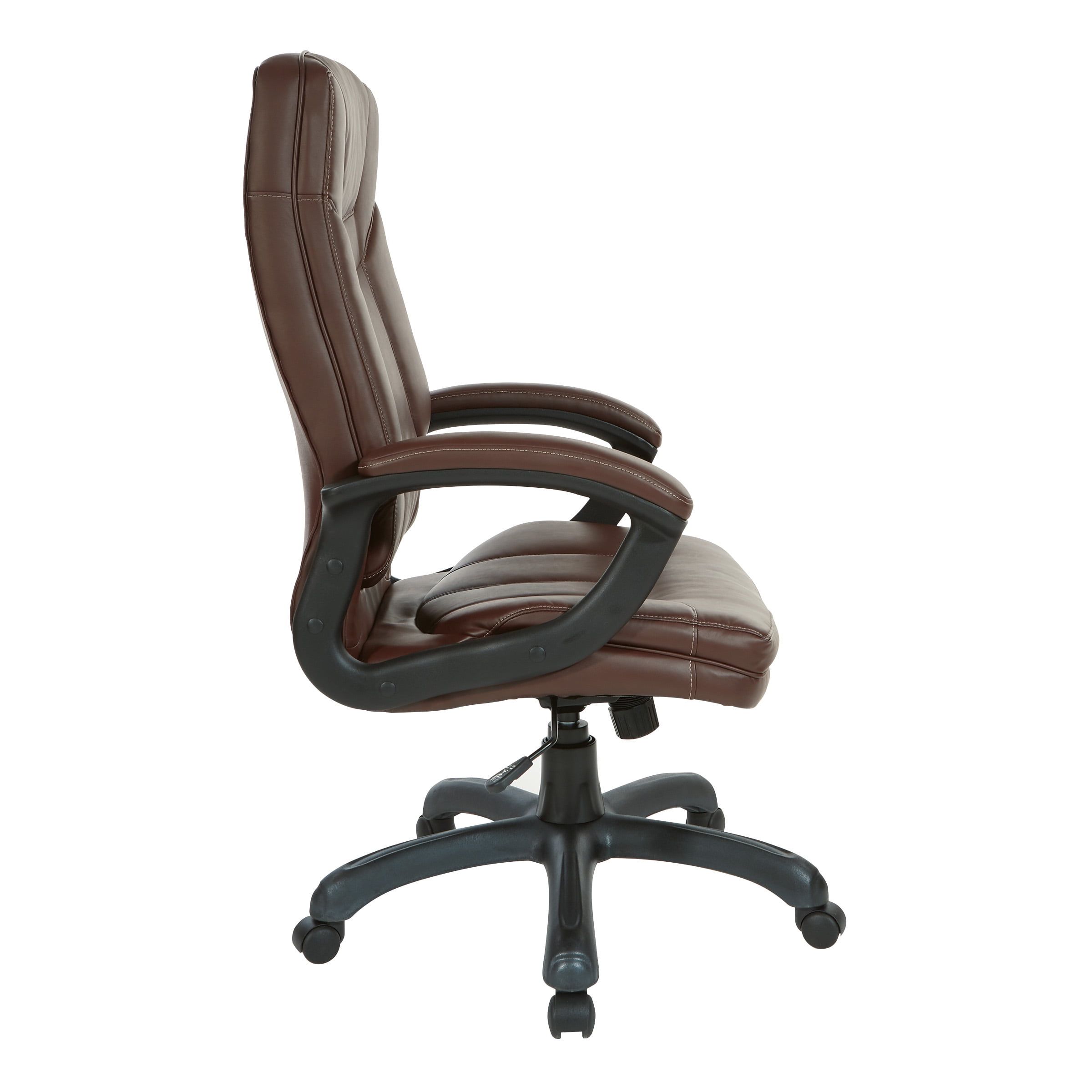 Chocolate Faux Leather High Back Executive Chair with Adjustable Arms