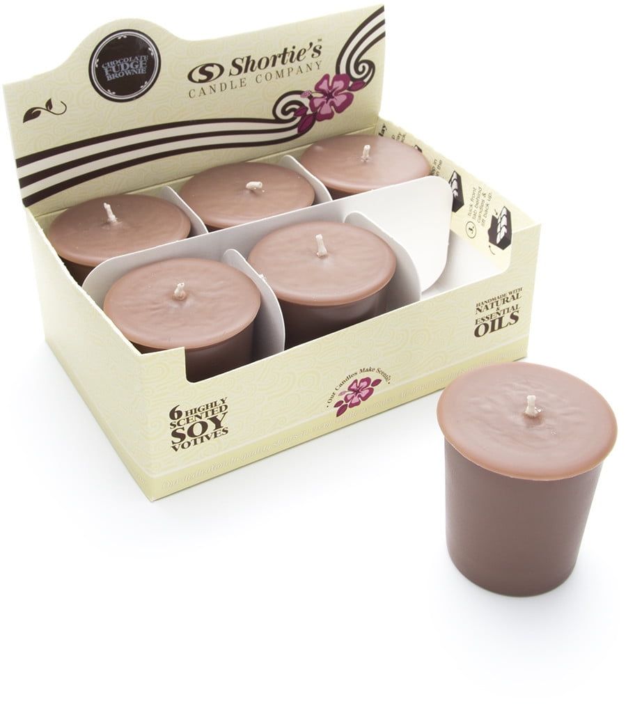 Chocolate Fudge Brownie Scented Brown Soy Votive Candles - 6 Pack