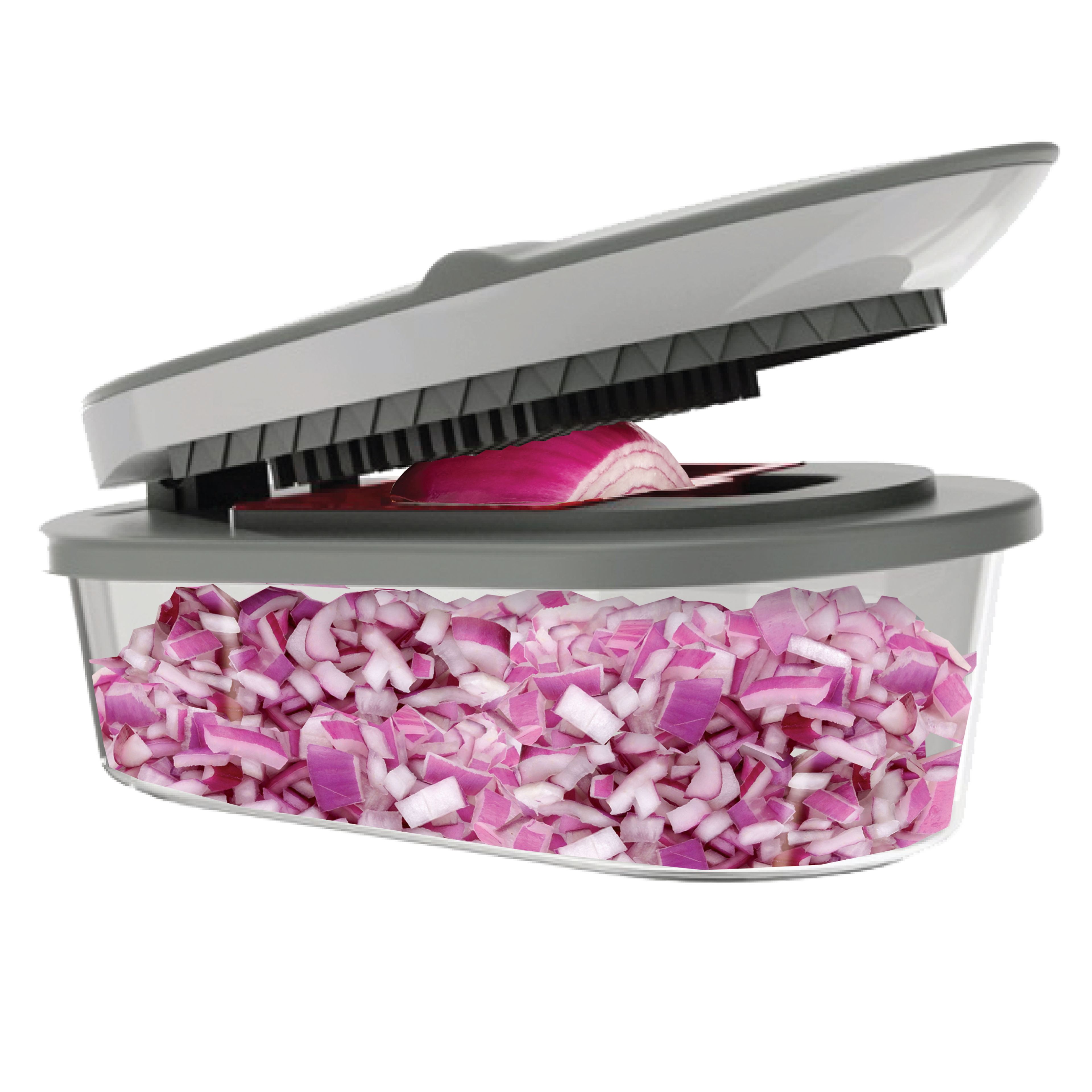 Gray BPA-Free Plastic Mandoline Slicer with Container