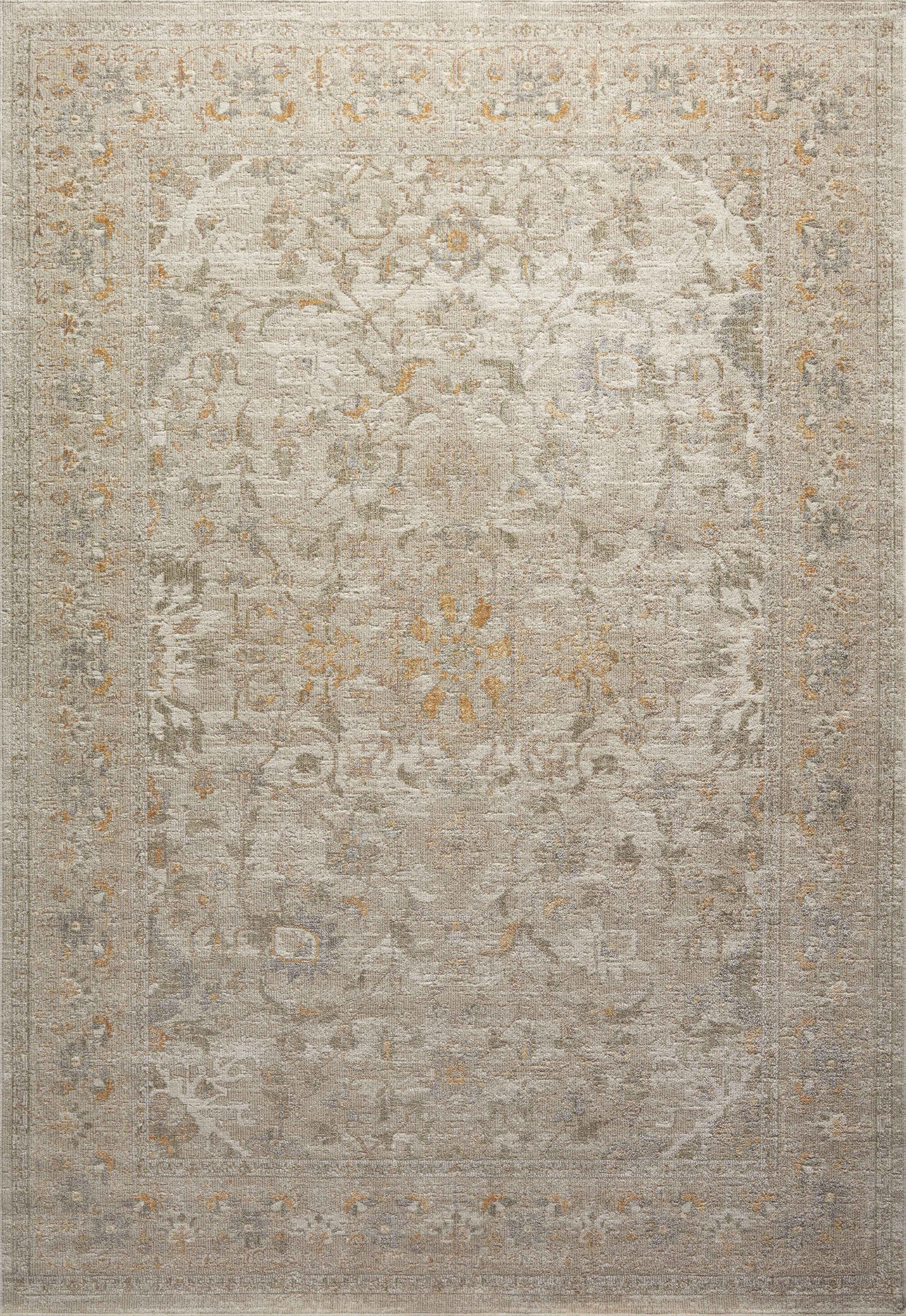 Ivory and Natural Rectangular Stain-Resistant Area Rug