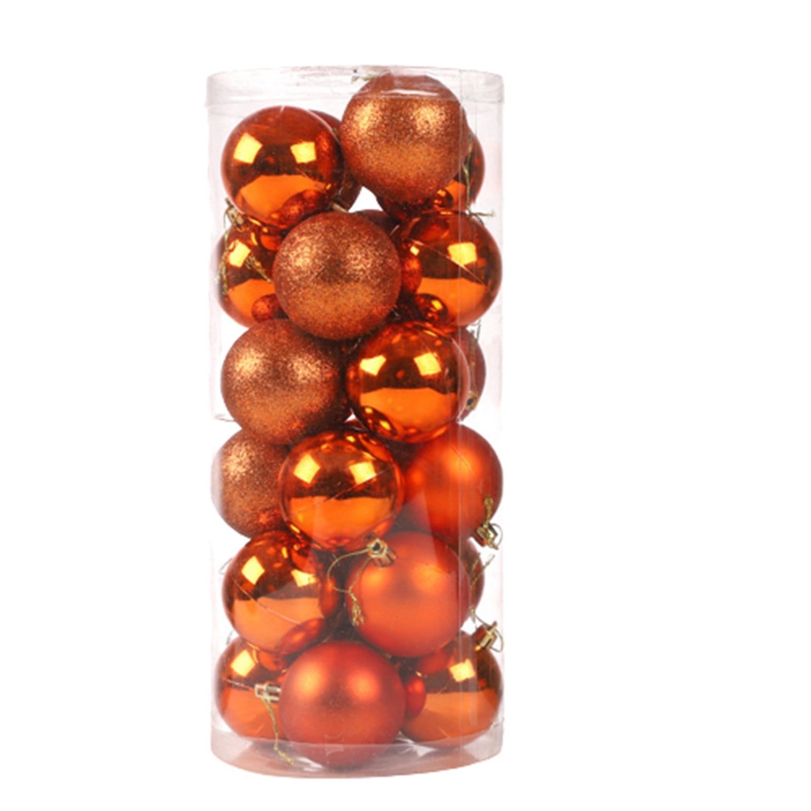 Orange Shatterproof Spherical Christmas Ornaments Set, 24 Pieces