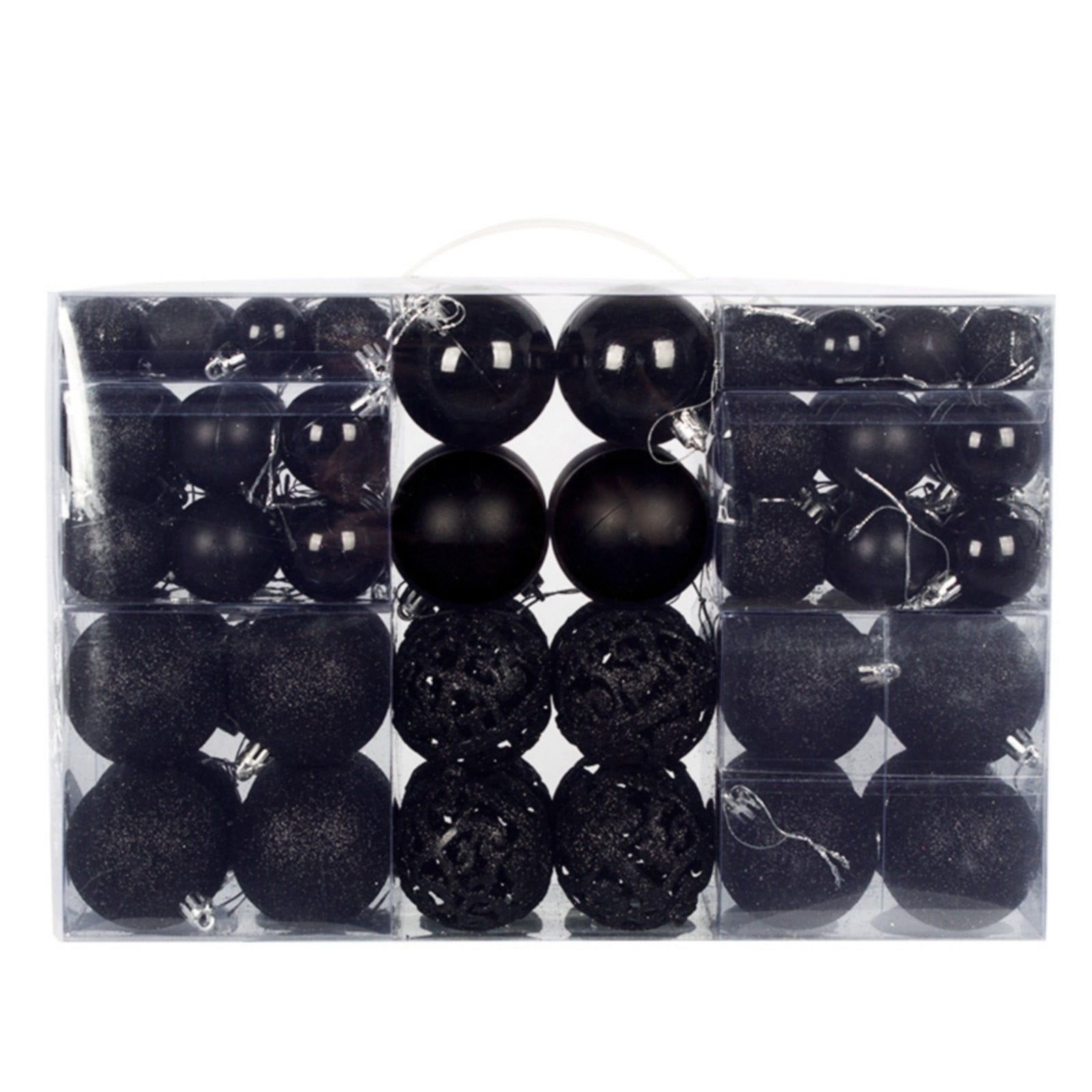 Black Shatterproof Plastic Christmas Ball Ornament Set