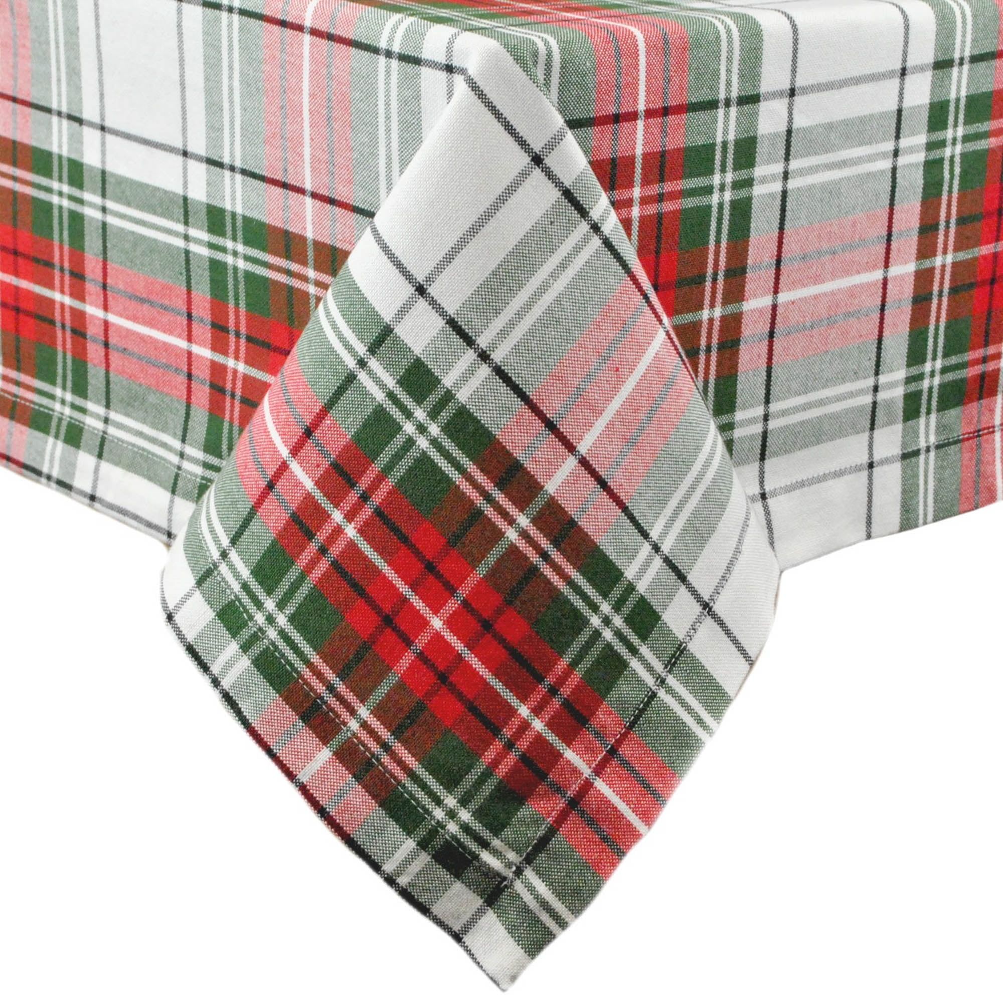 Christmas Plaid Red Green White Fabric Tablecloth 60x104