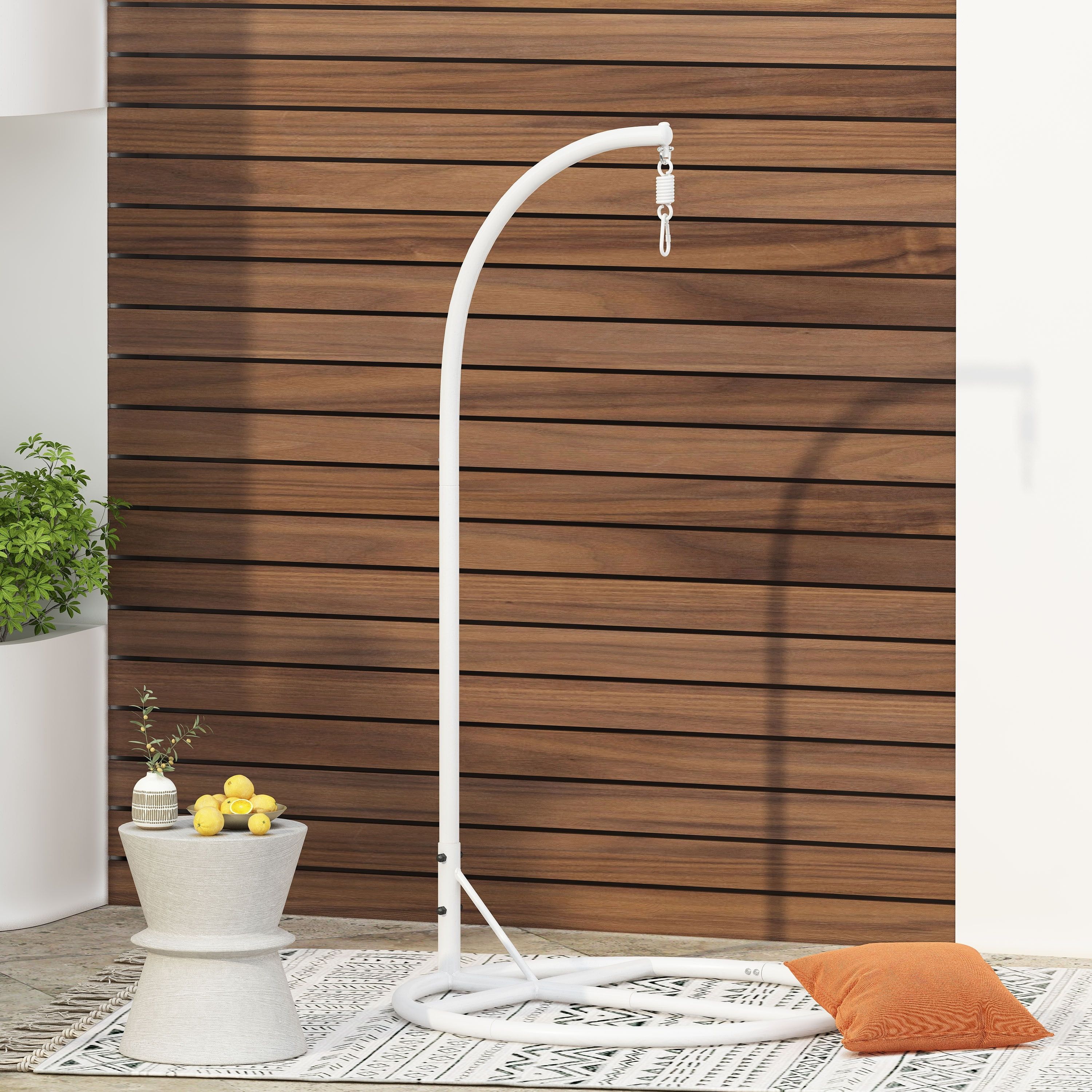 White Powder-Coated Iron Indoor/Outdoor Hanging Chair Stand