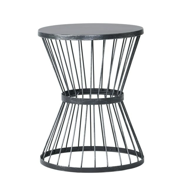 Matte Black Hourglass Iron Outdoor Side Table 16"