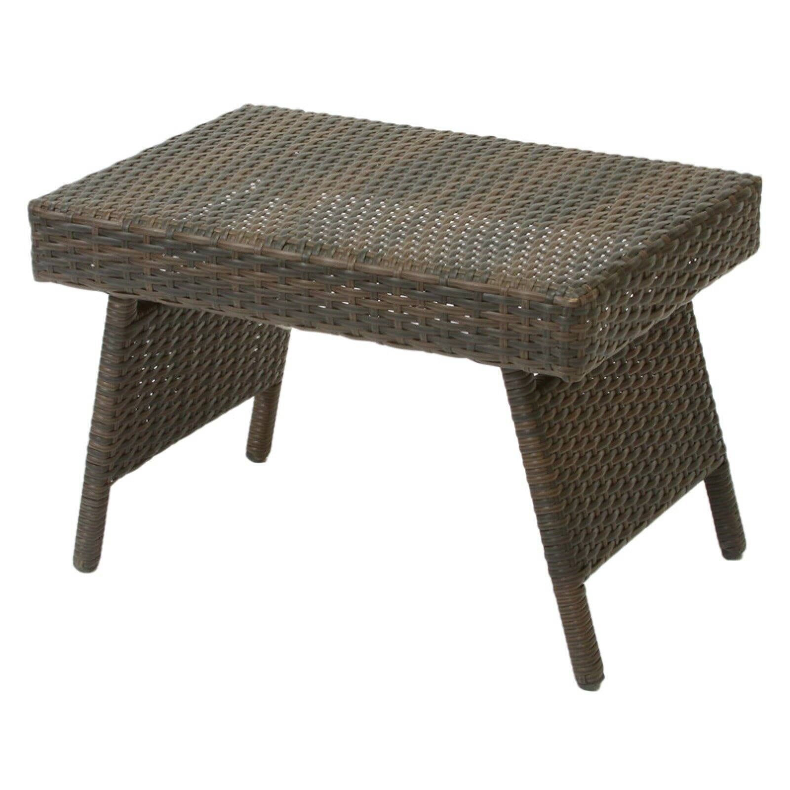 Salem Weather-Resistant PE Wicker Brown Outdoor Folding Table