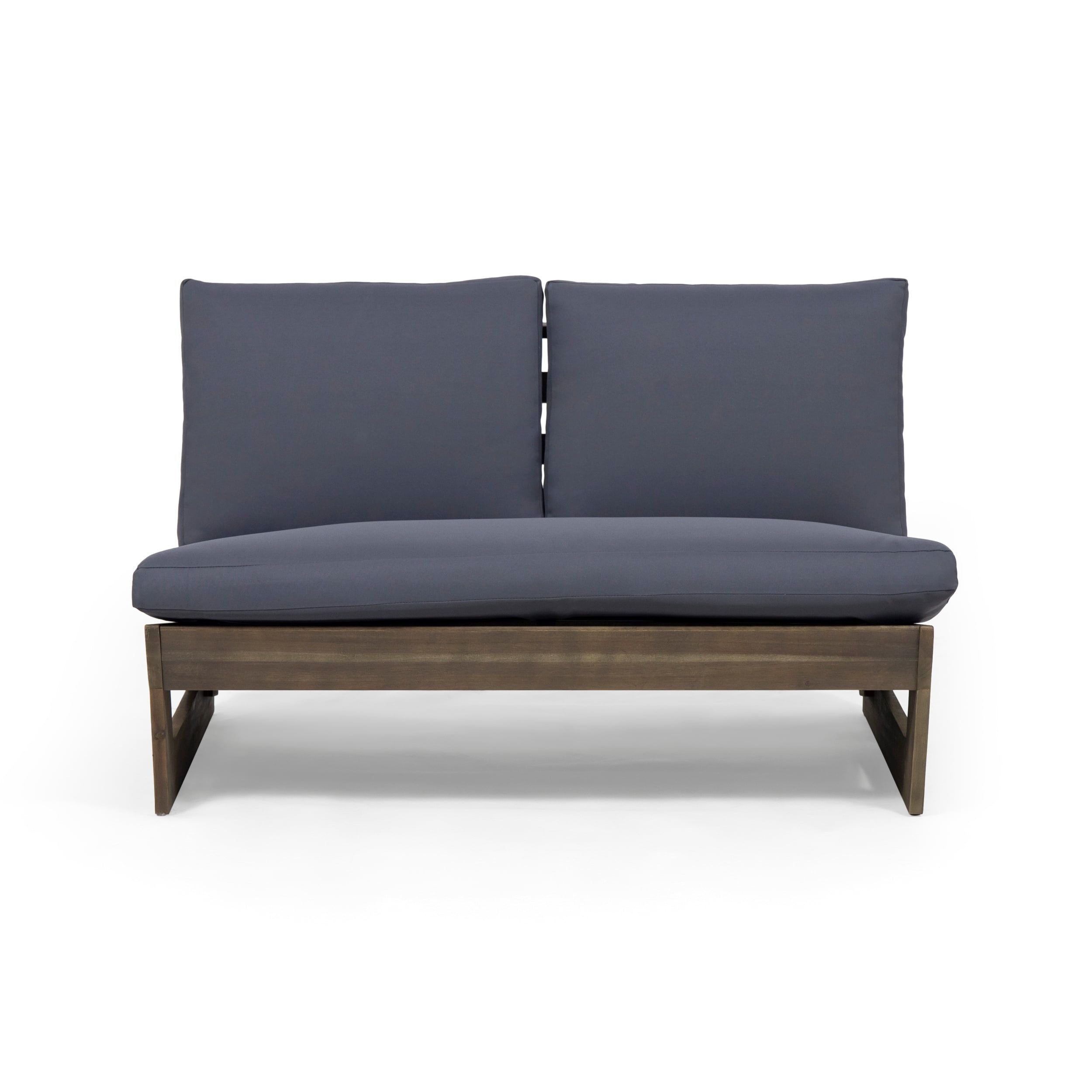 Gray Acacia Wood Outdoor Loveseat with Dark Gray Cushions