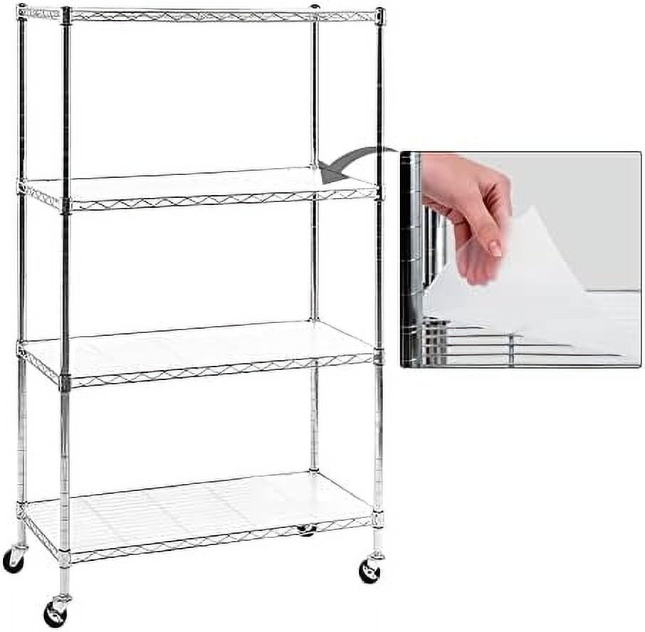 Chrome 4-Shelf Adjustable Steel Wire Shelving Unit with Wheels