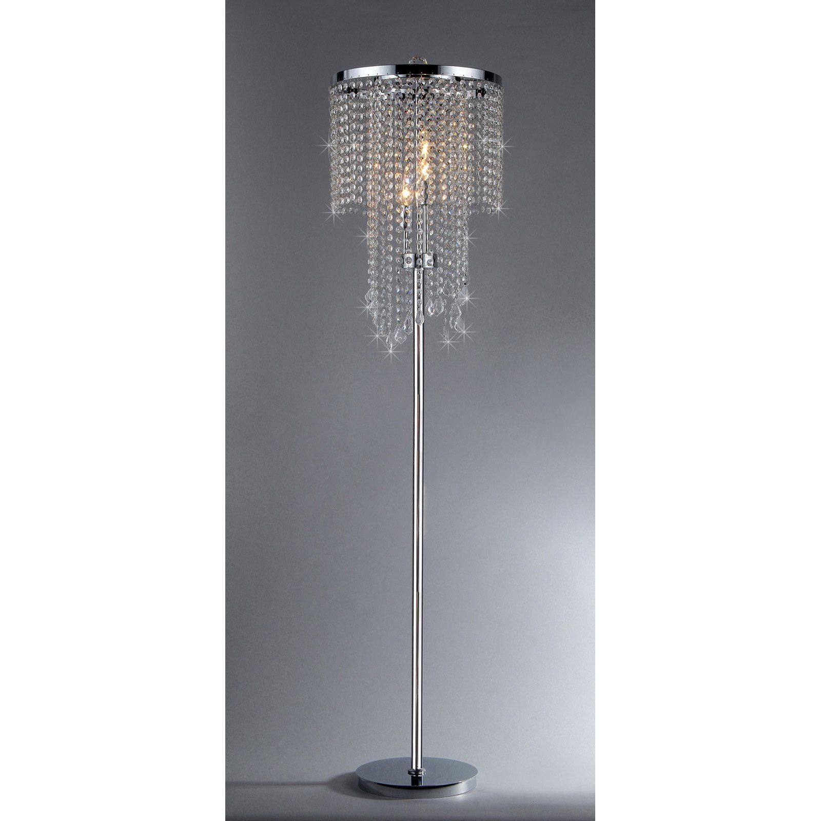 Elegant Chrome and Crystal 15" Floor Lamp for Soft Illumination