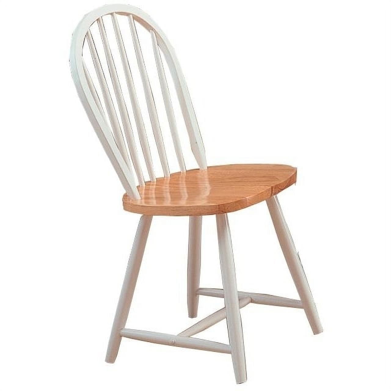 White and Natural Brown High Back Windsor Side Chair