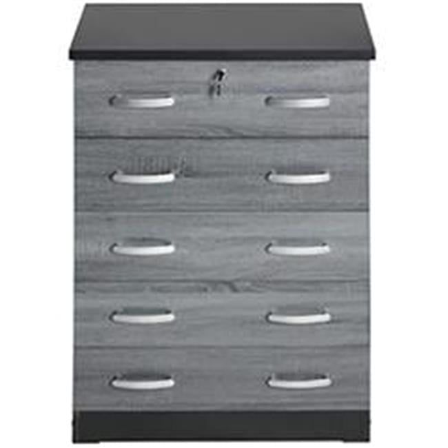 Cindy Ebony Black Vertical 5-Drawer Chest with Lock