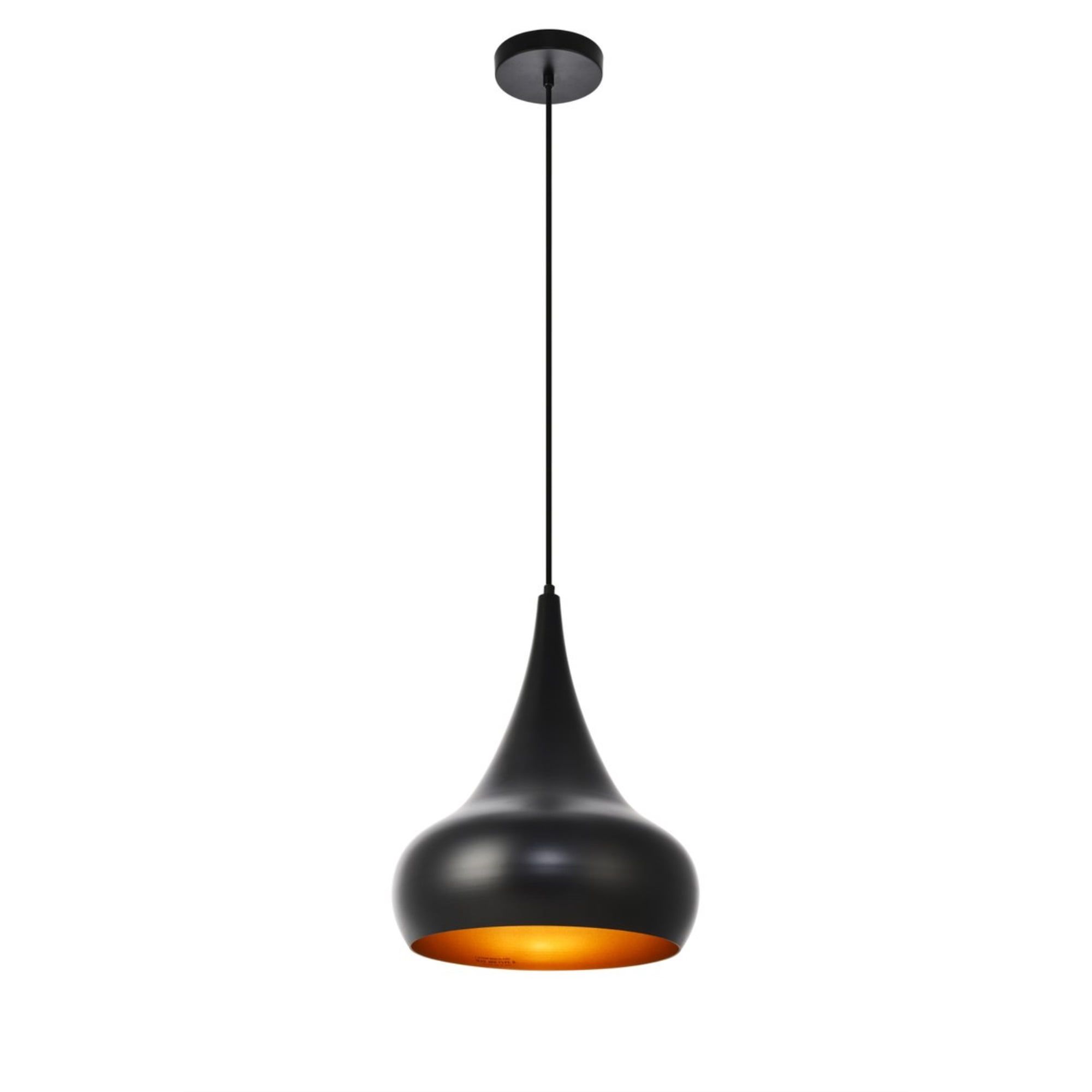 Matte Black Aluminum Pendant Light with Copper Interior