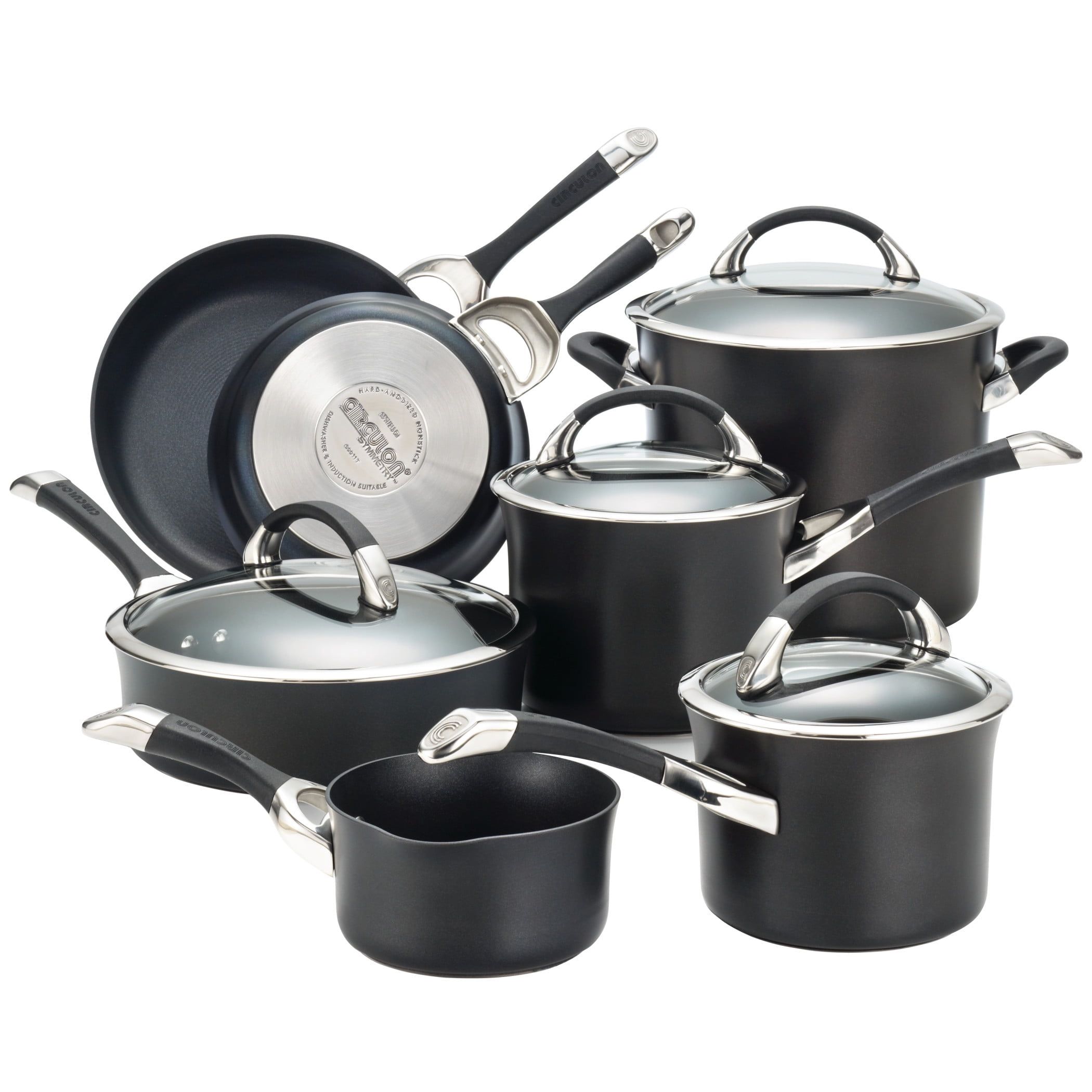 Black Nonstick 11-Piece Stainless Steel and Aluminum Cookware Set