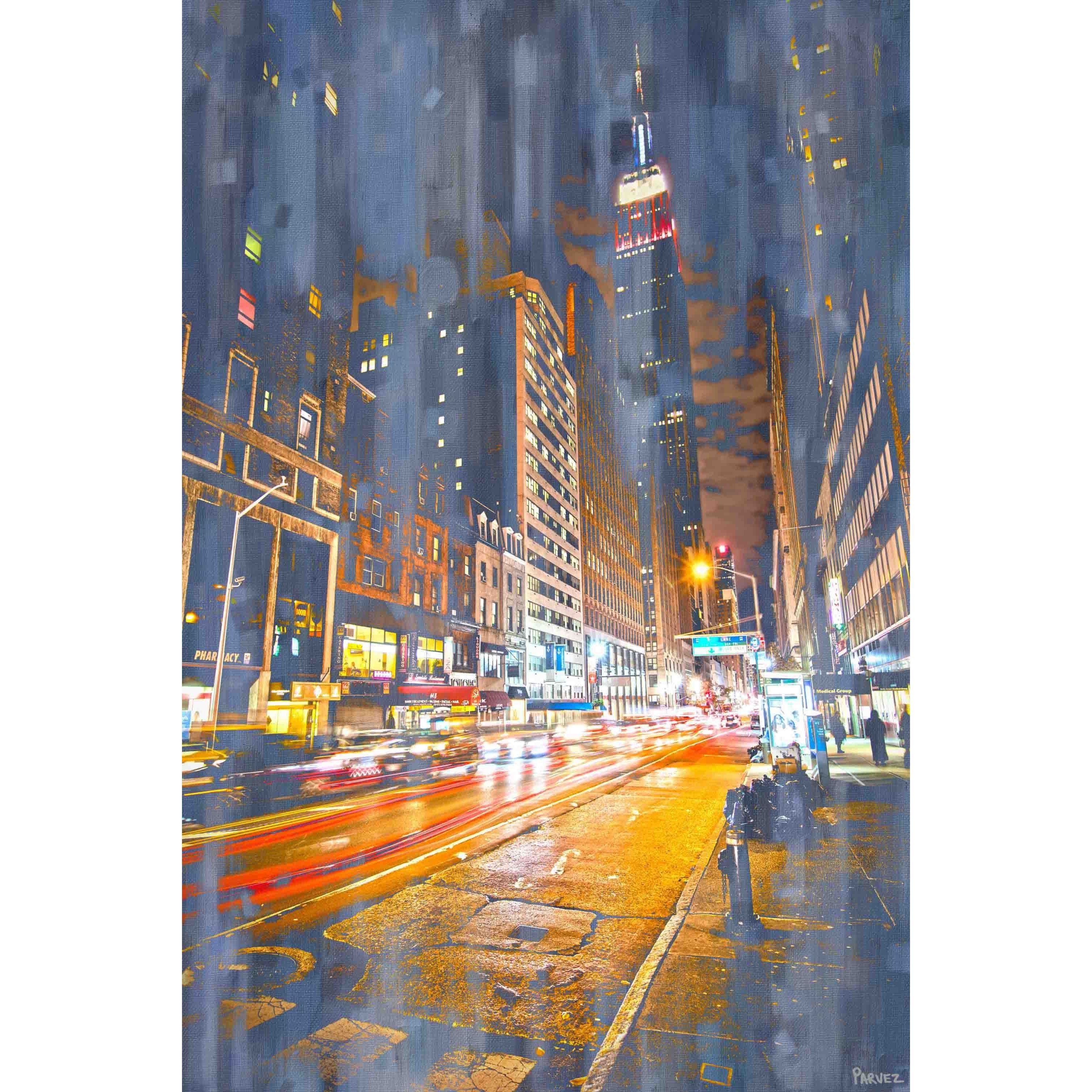 City Lights Large Multicolor Canvas Print