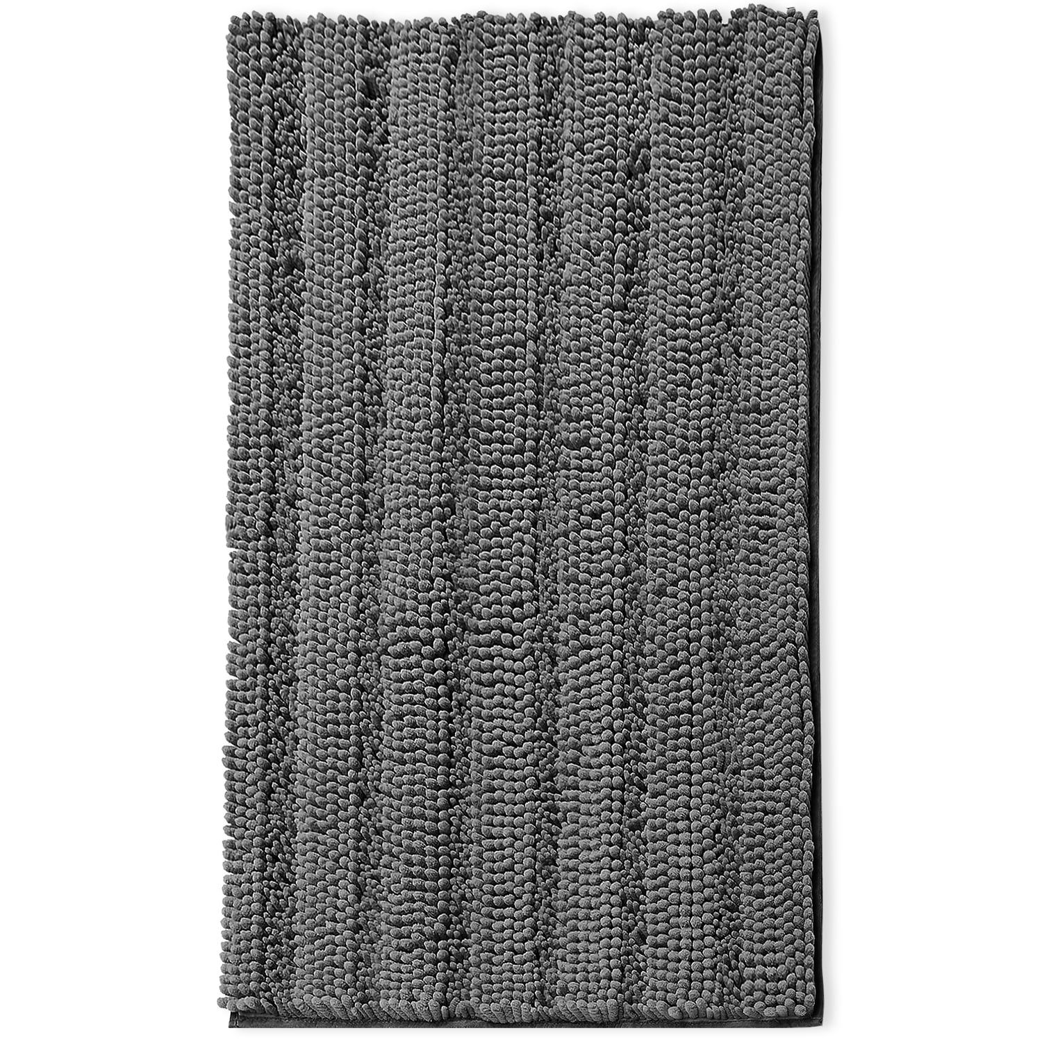 Gray Extra Large Microfiber Chenille Bath Rug
