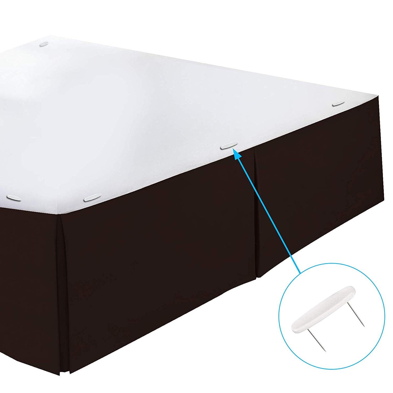 Chocolate Brown King Size Microfiber Pleated Bed Skirt with 14 Inch Drop