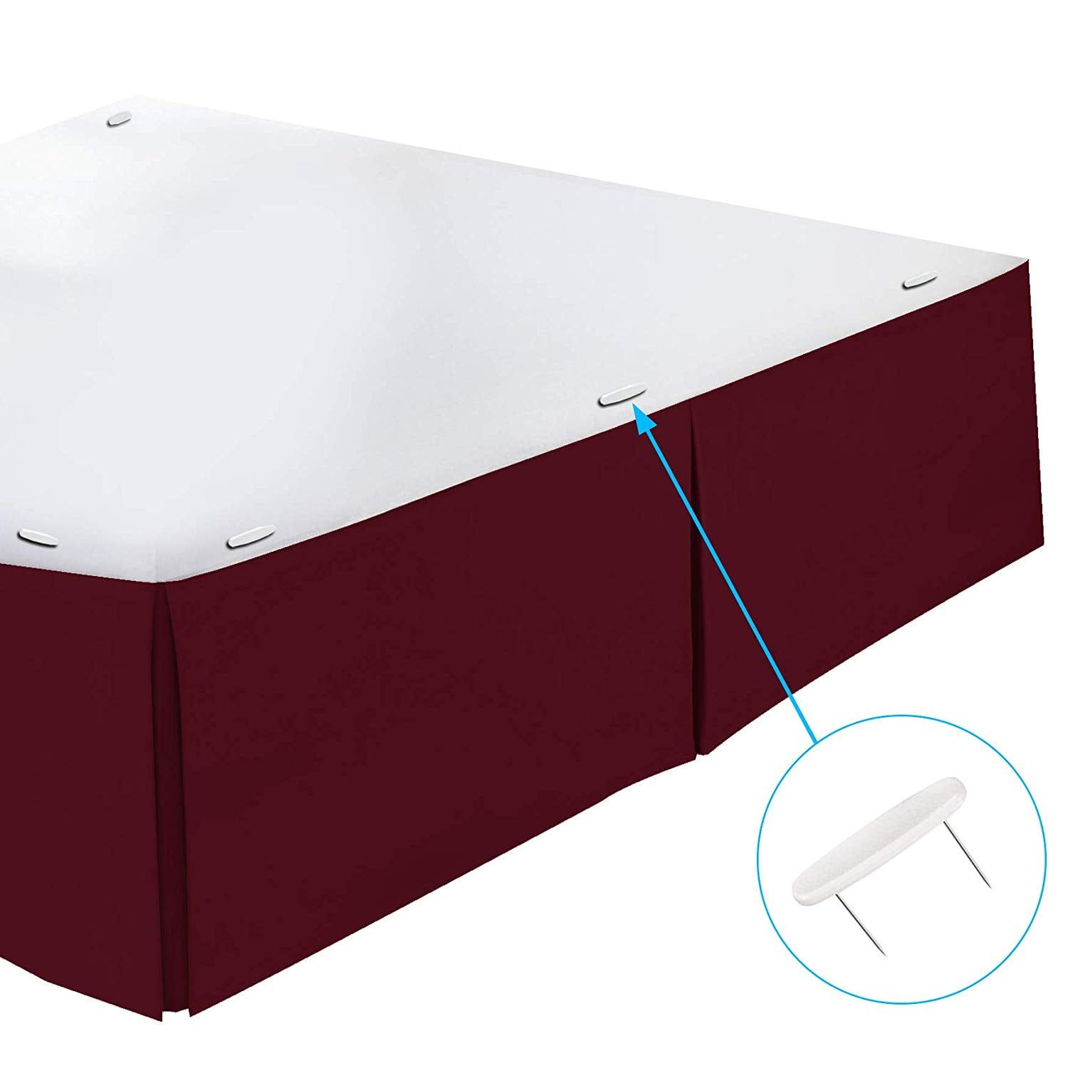 Burgundy Queen Microfiber Bed Skirt with 14-inch Drop