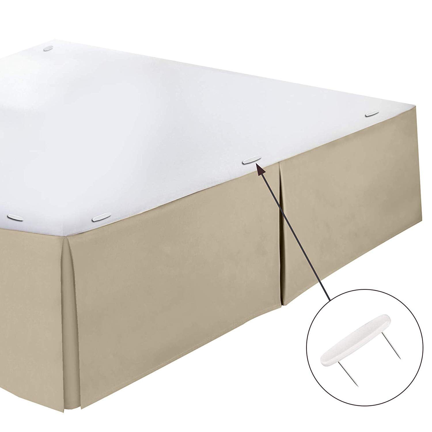 Cream Twin Microfiber Pleated Bed Skirt with 14-inch Drop