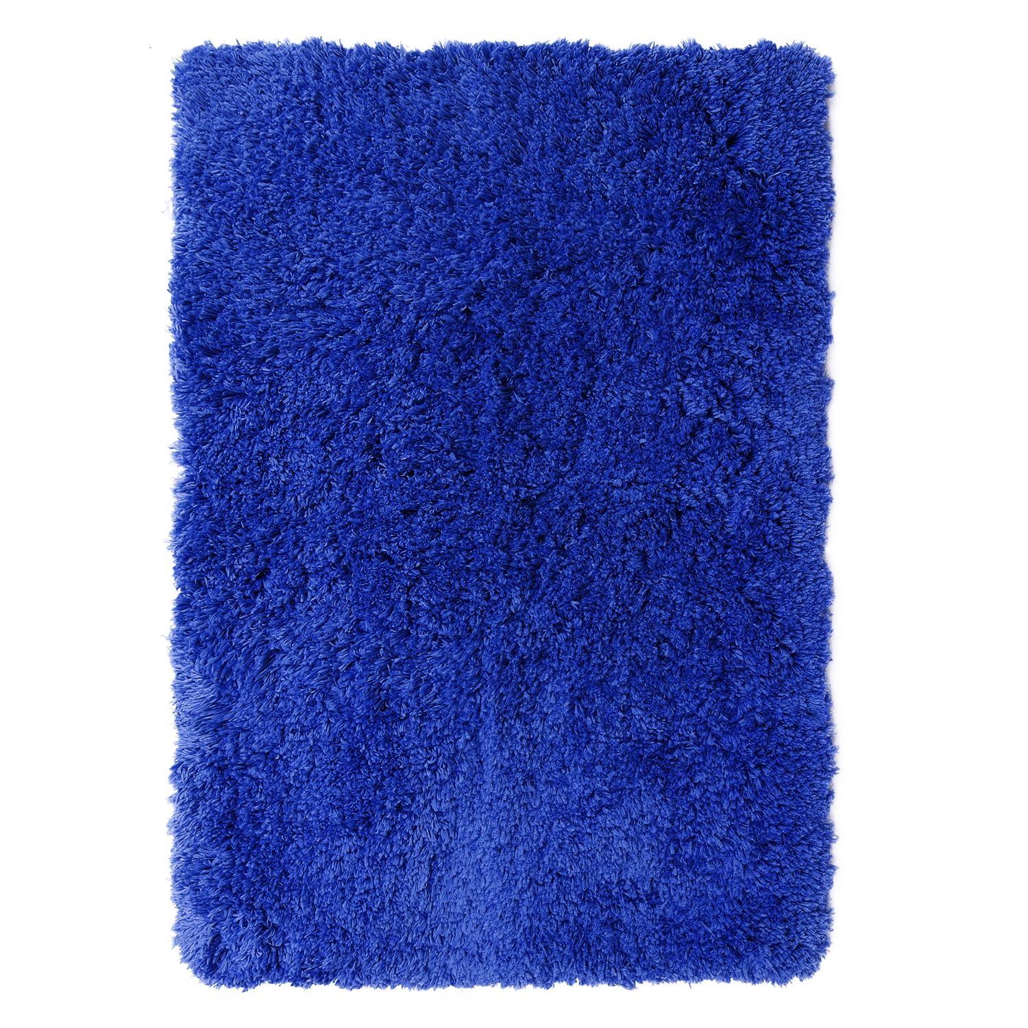 Medium Gray Shaggy Microfiber Bath Rug with Non-Slip Rubber Backing