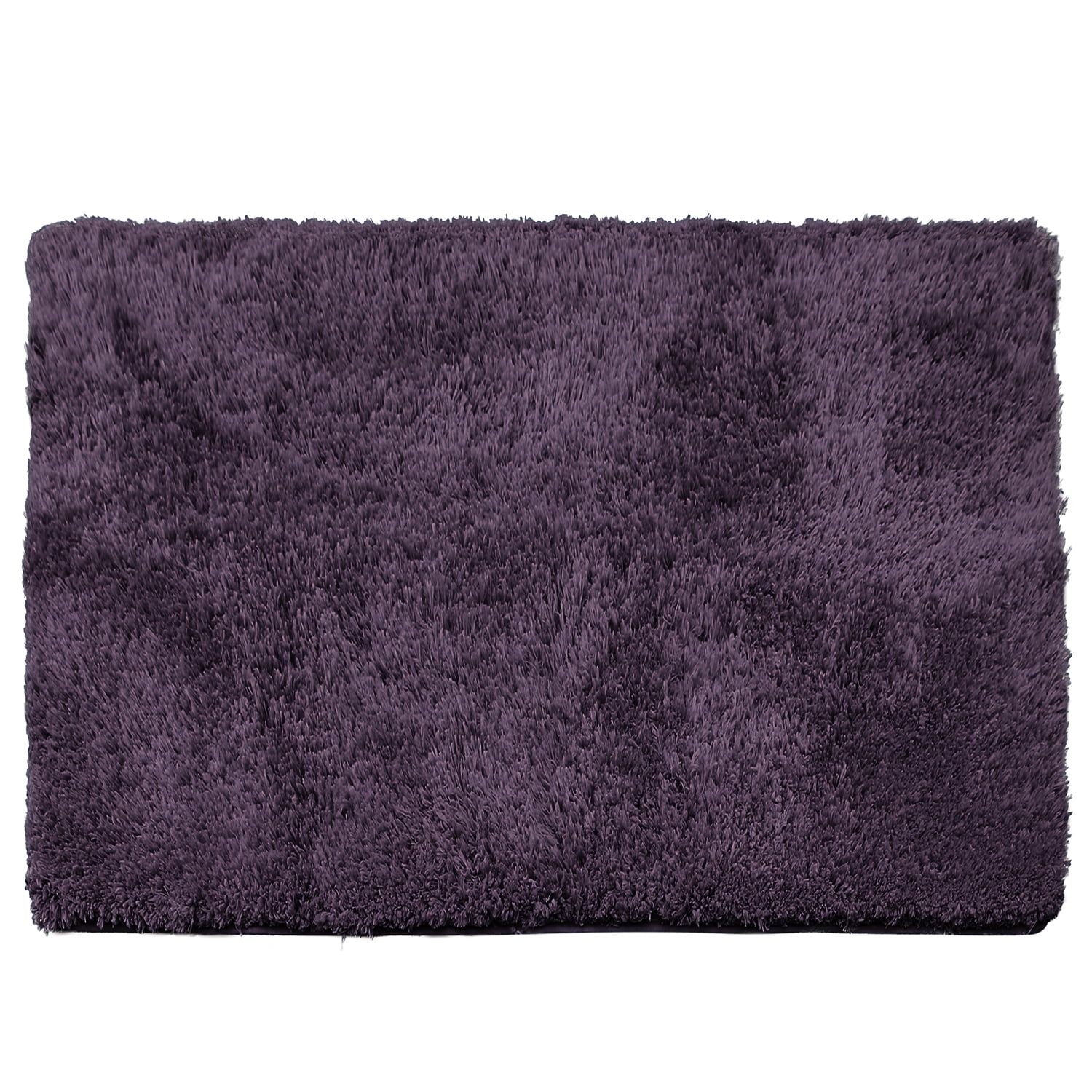 Large Eggplant Microfiber Shaggy Bath Mat with Rubber Backing