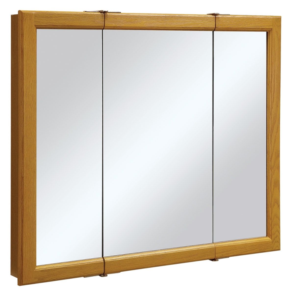 Claremont Honey Oak 36-Inch Tri-View Medicine Cabinet with Mirrored Doors