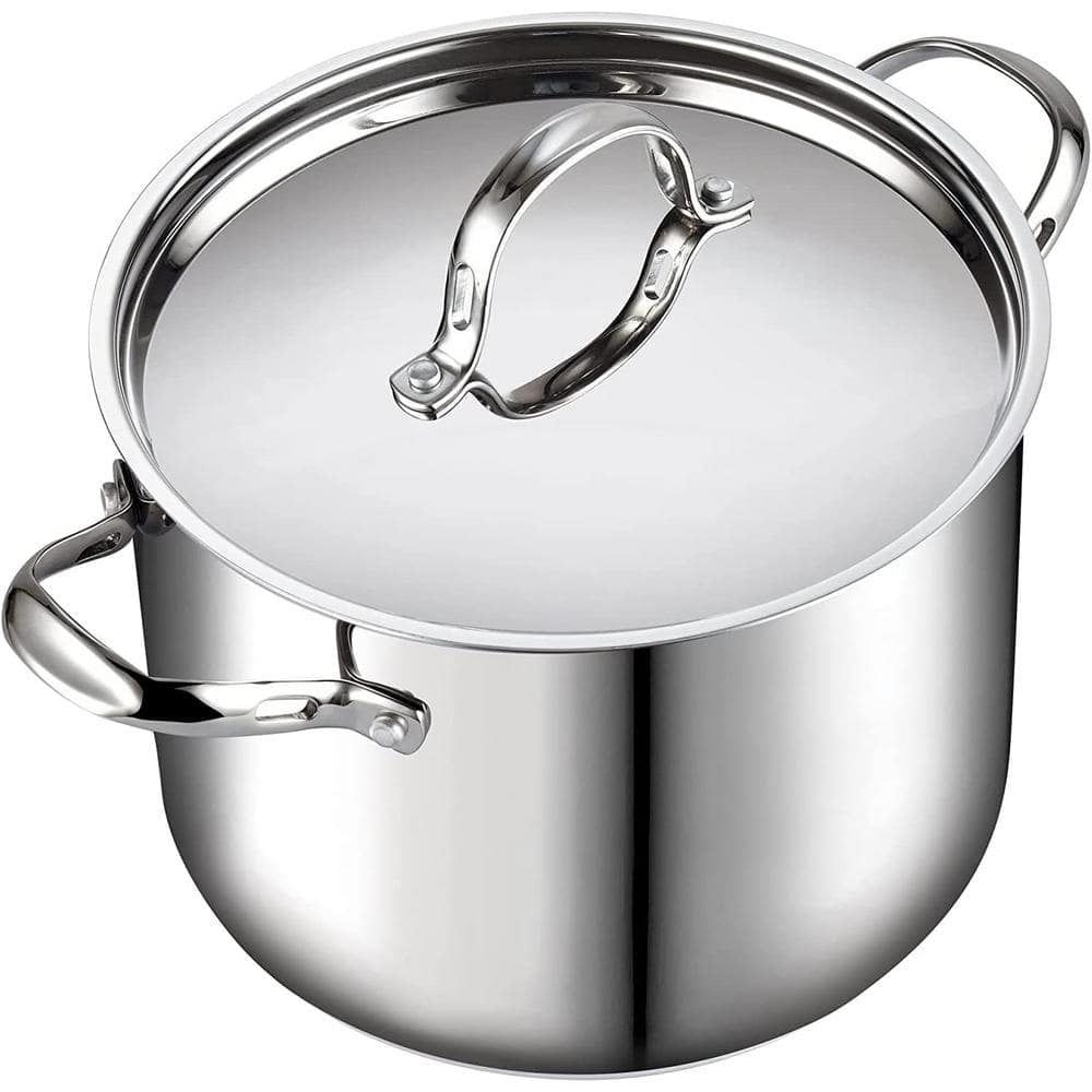 Extra Large Silver Stainless Steel Stockpot with Lid