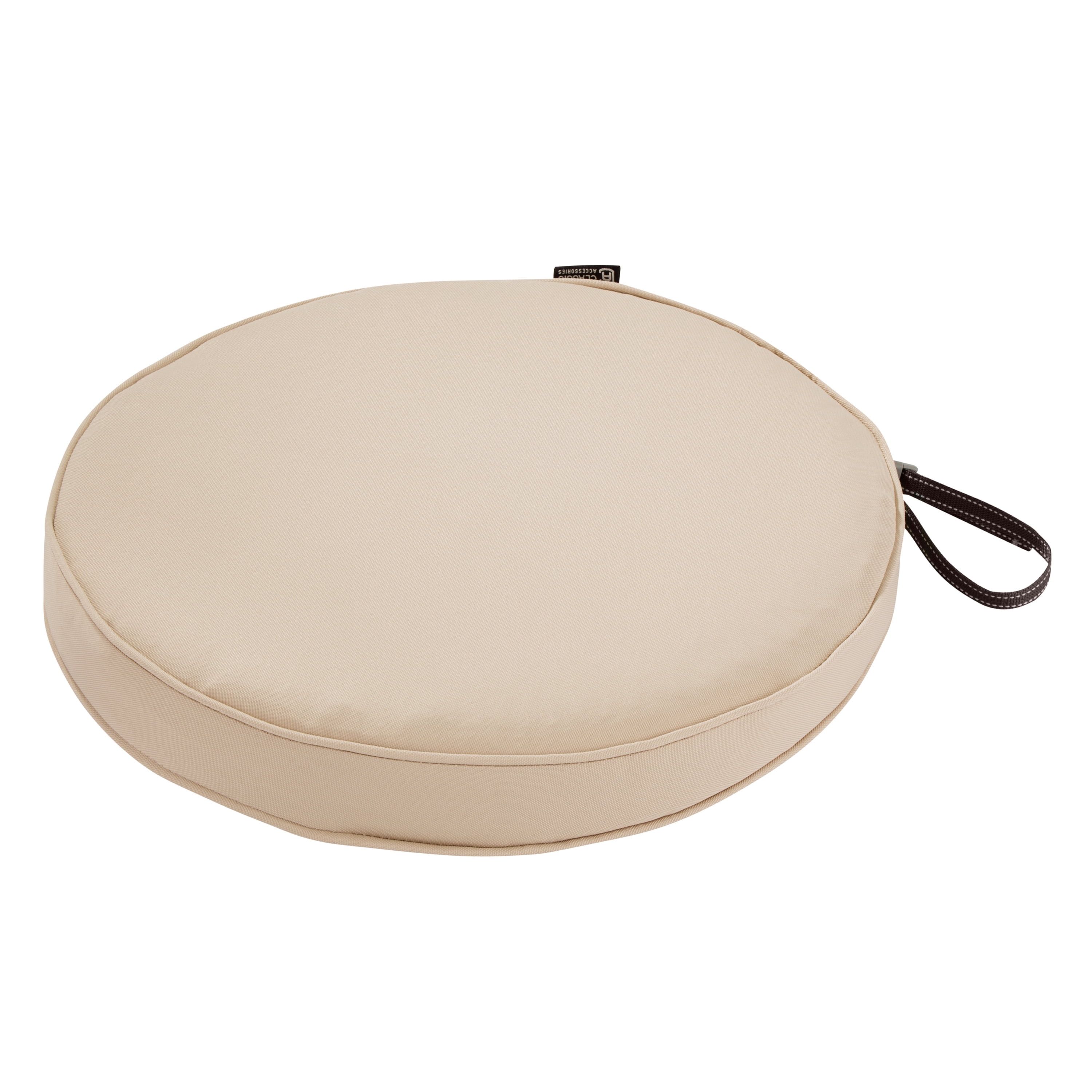 Antique Beige Round Water-Resistant Patio Dining Seat Cushion