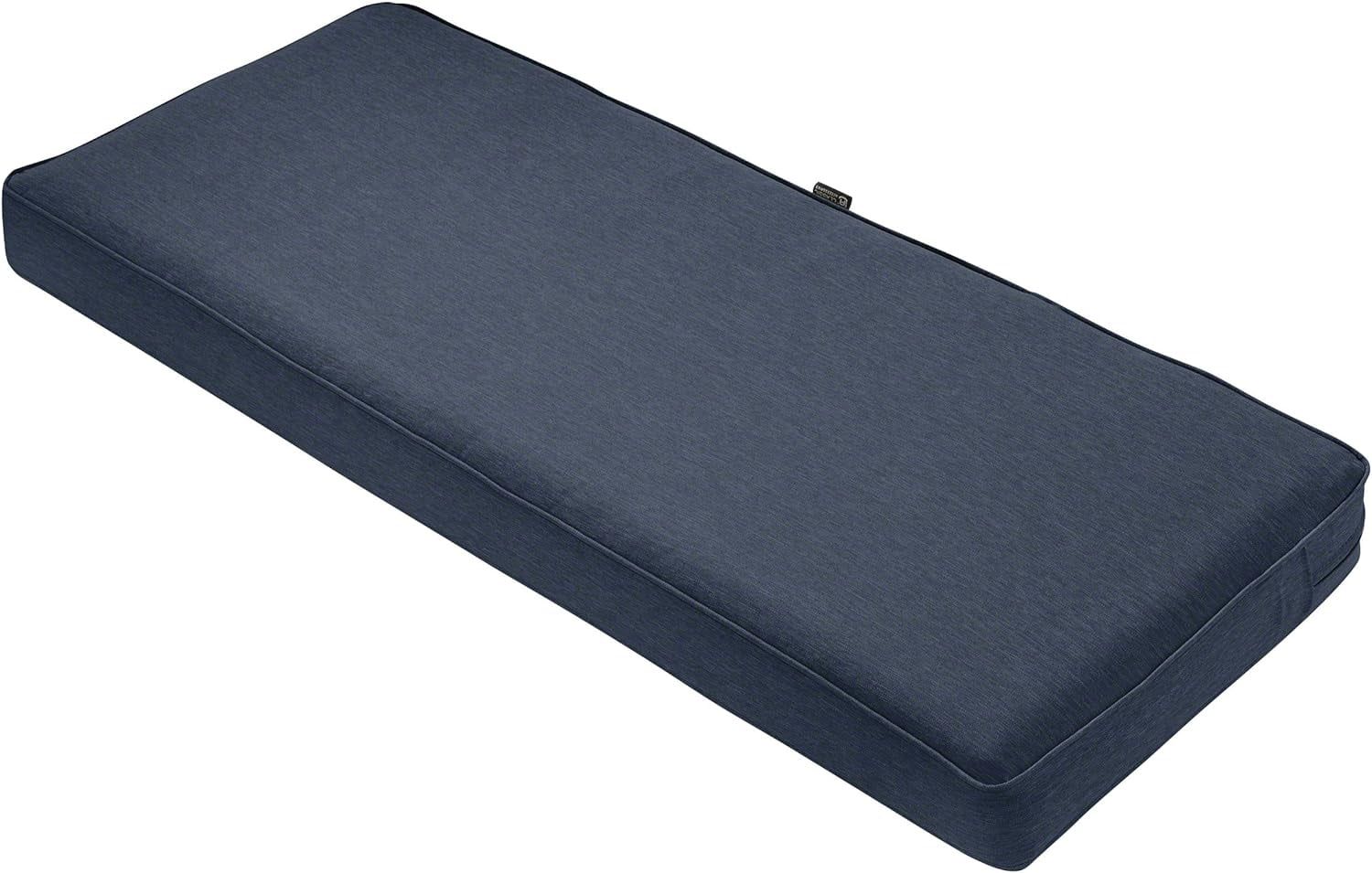 Heather Indigo Blue Water-Resistant Outdoor Bench Cushion