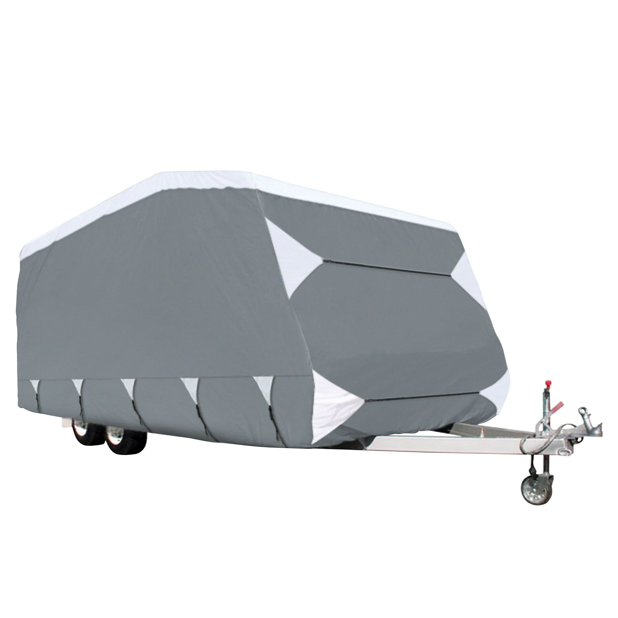 Gray and White Polypropylene RV Cover with Tie Down Grommets