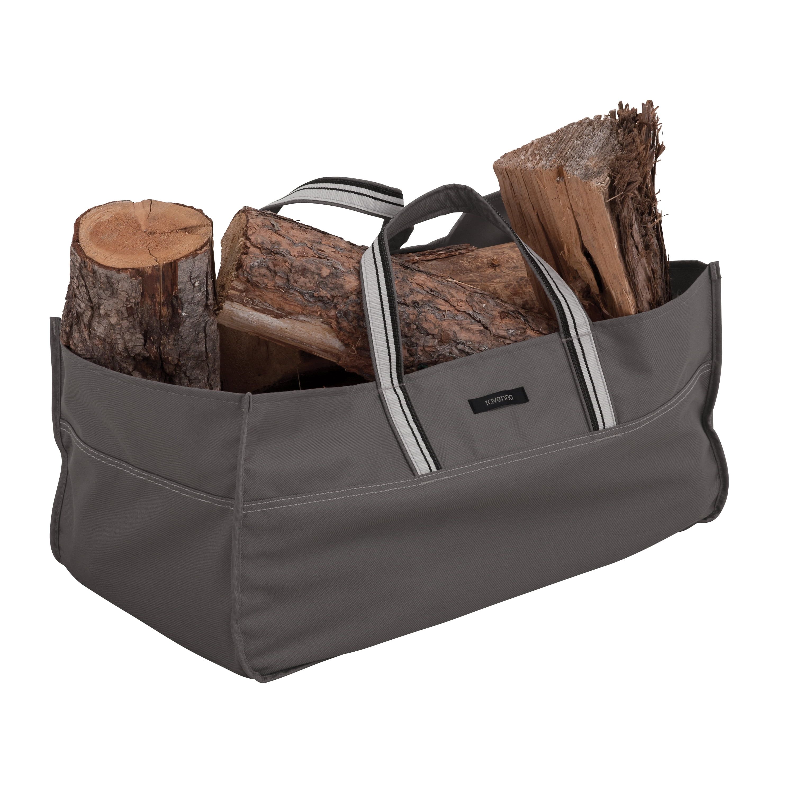 Espresso Polyester Outdoor Log Carrier with Cover