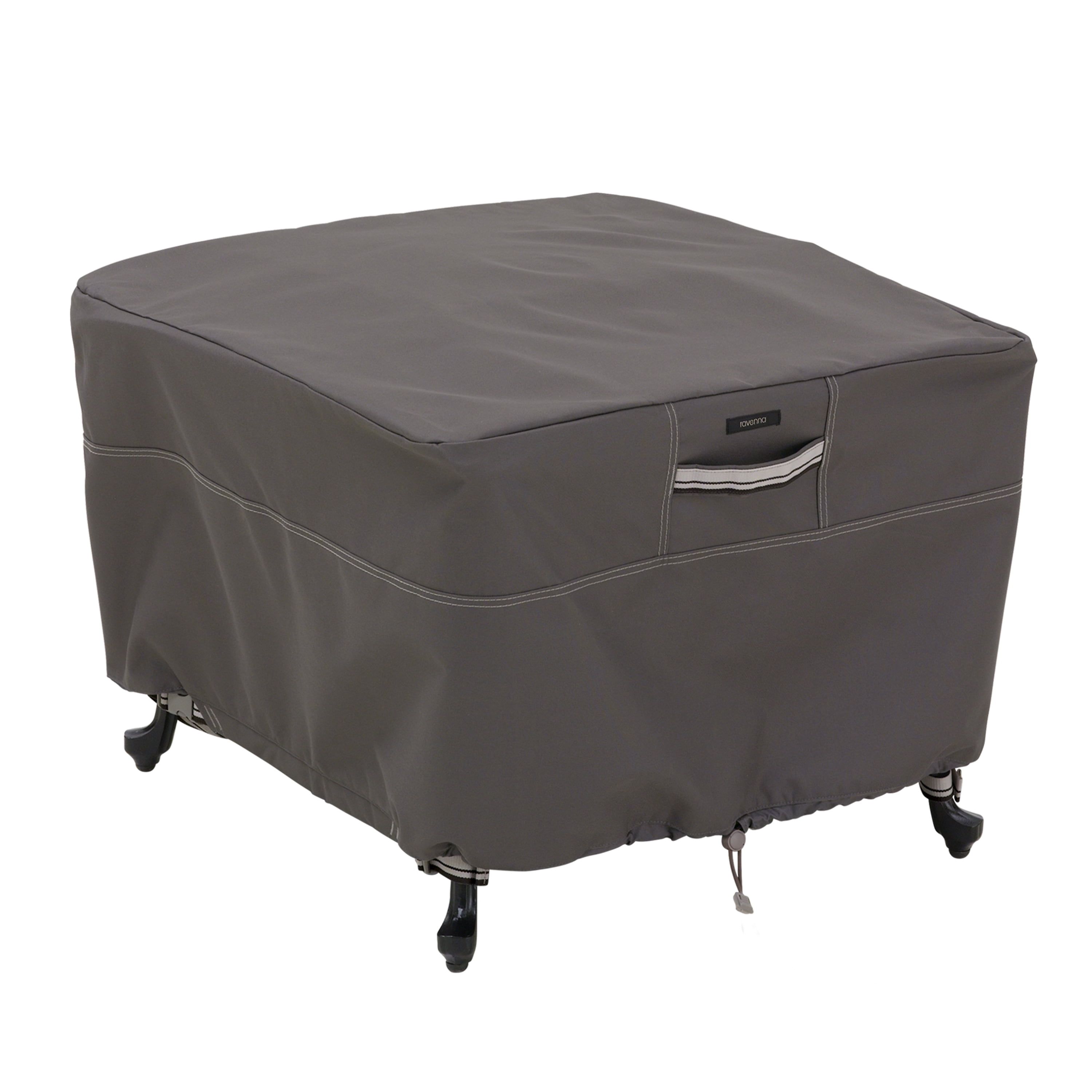 Ravenna Large Gray Water-Resistant Patio Ottoman Cover