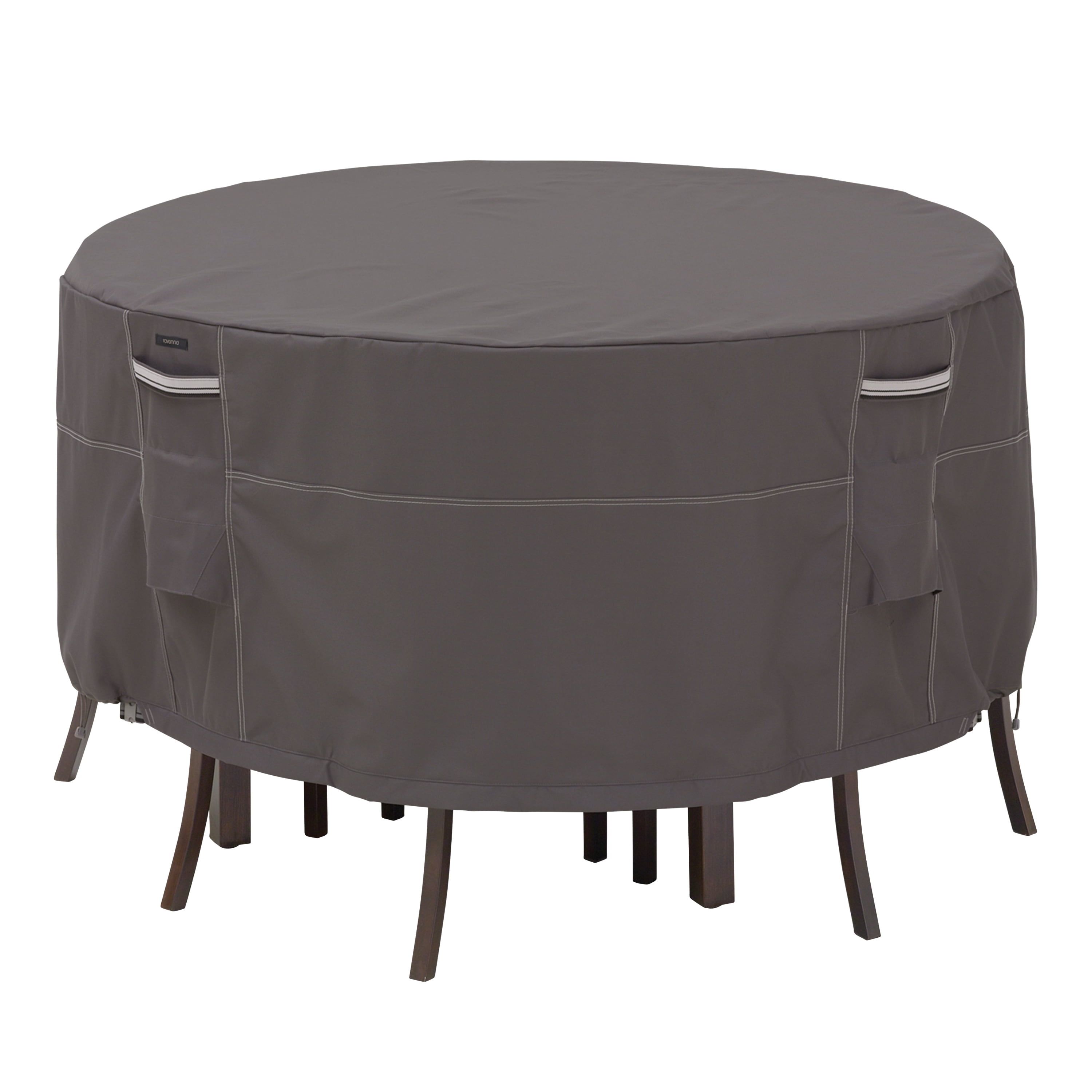 Ravenna Gray Water-Resistant Round Patio Table and Chair Set Cover