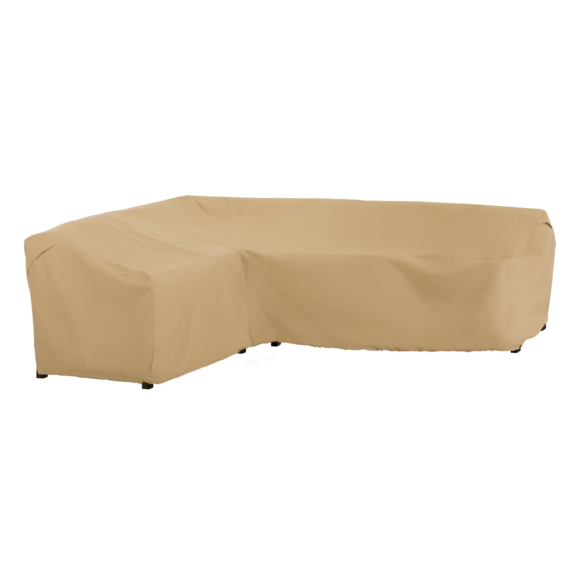 Beige Water-Resistant L-Shaped Patio Sectional Cover