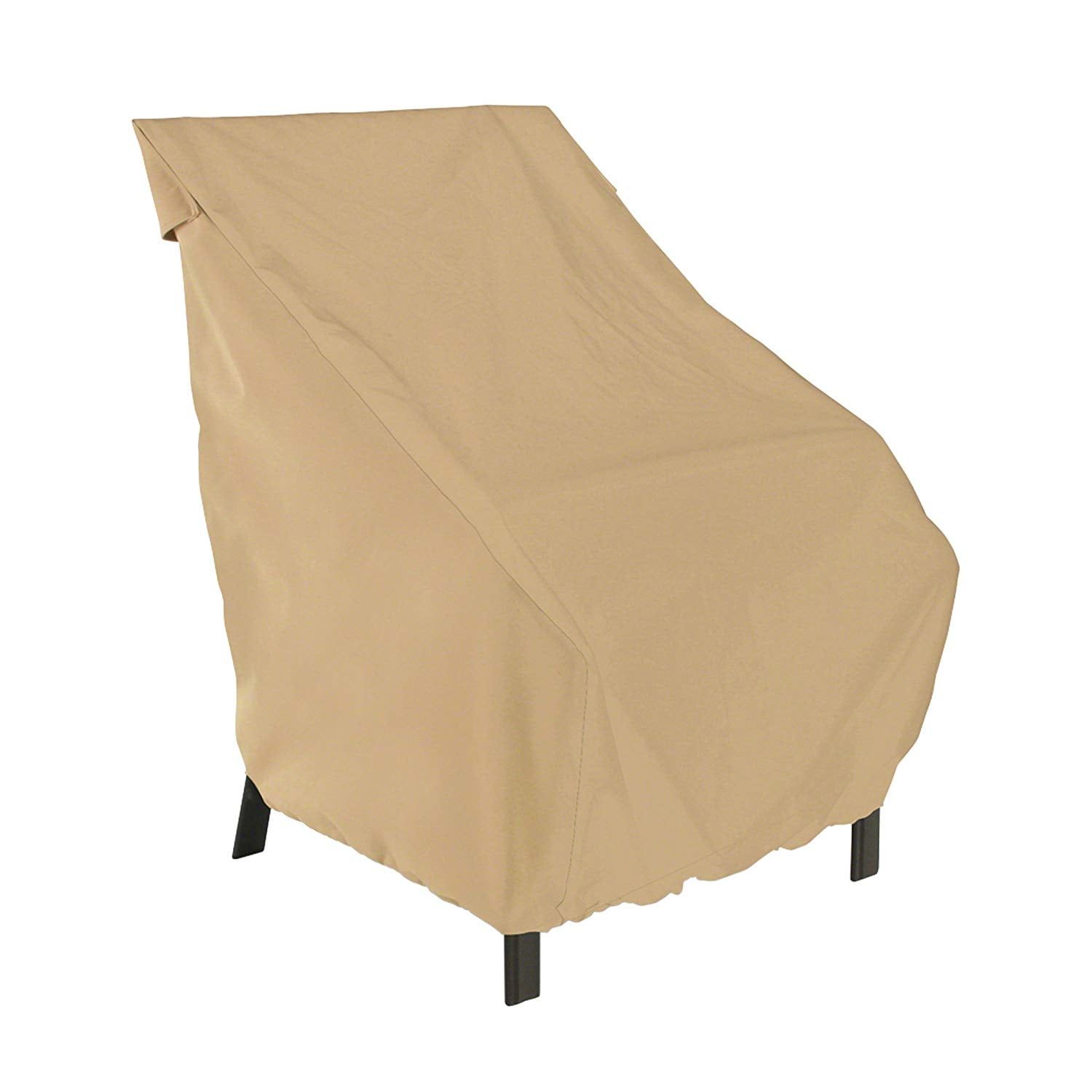 Beige Water-Resistant High Back Patio Chair Cover