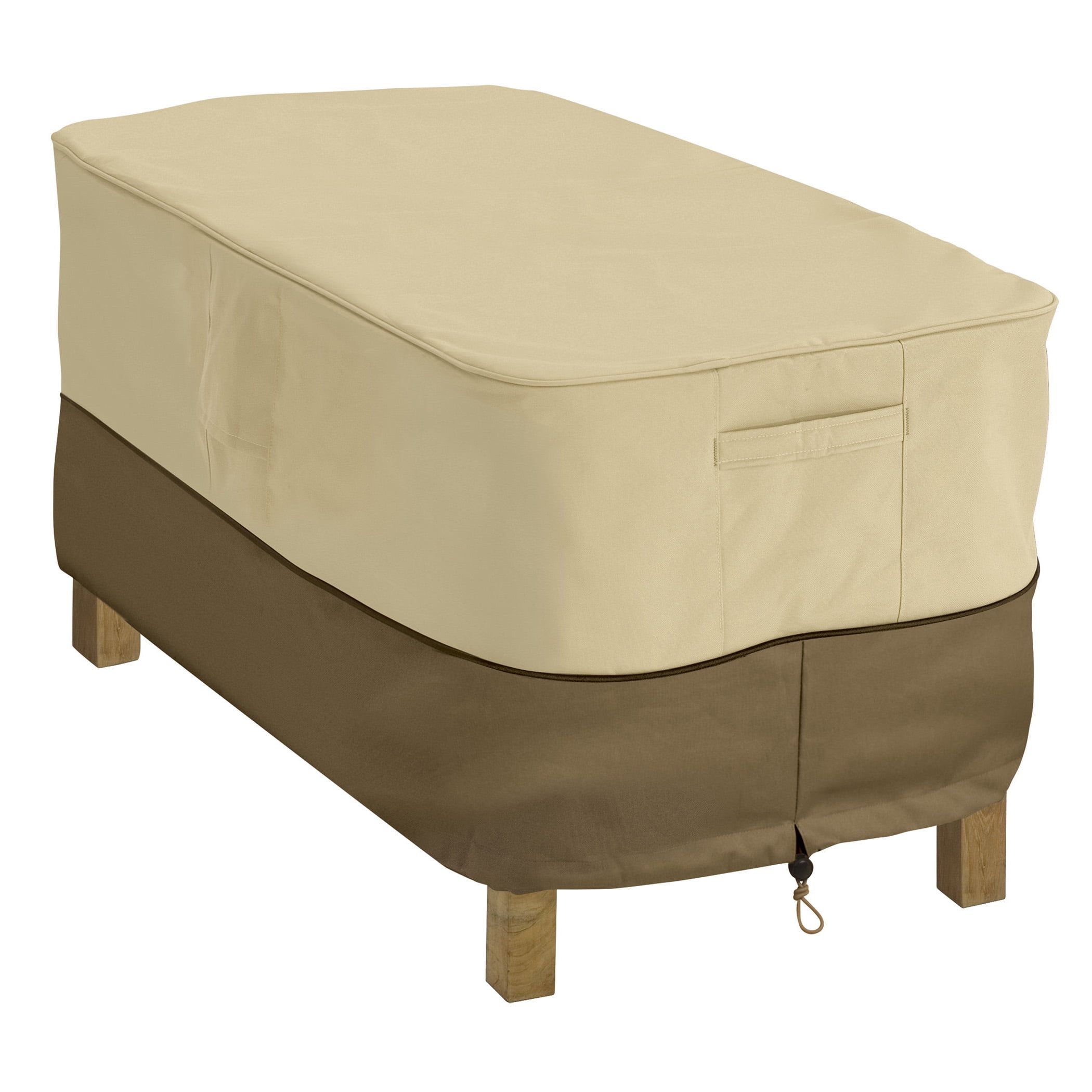 Tan and Brown Polyester Rectangular Patio Coffee Table Cover