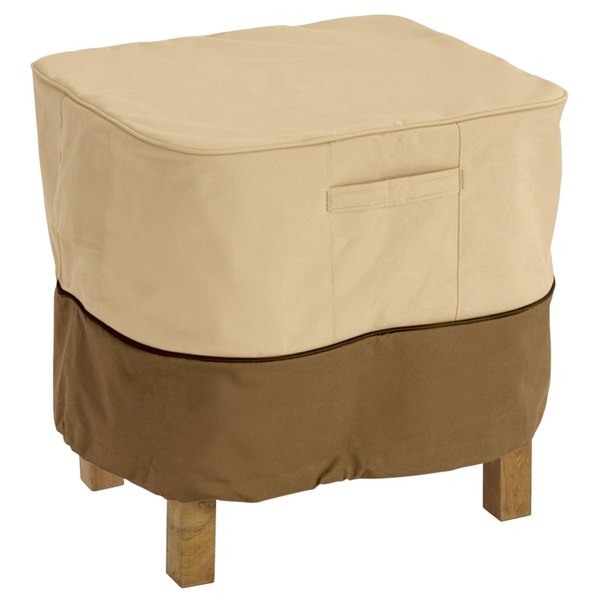 Tan and Brown Square Ottoman/Table Outdoor Cover with UV Protection