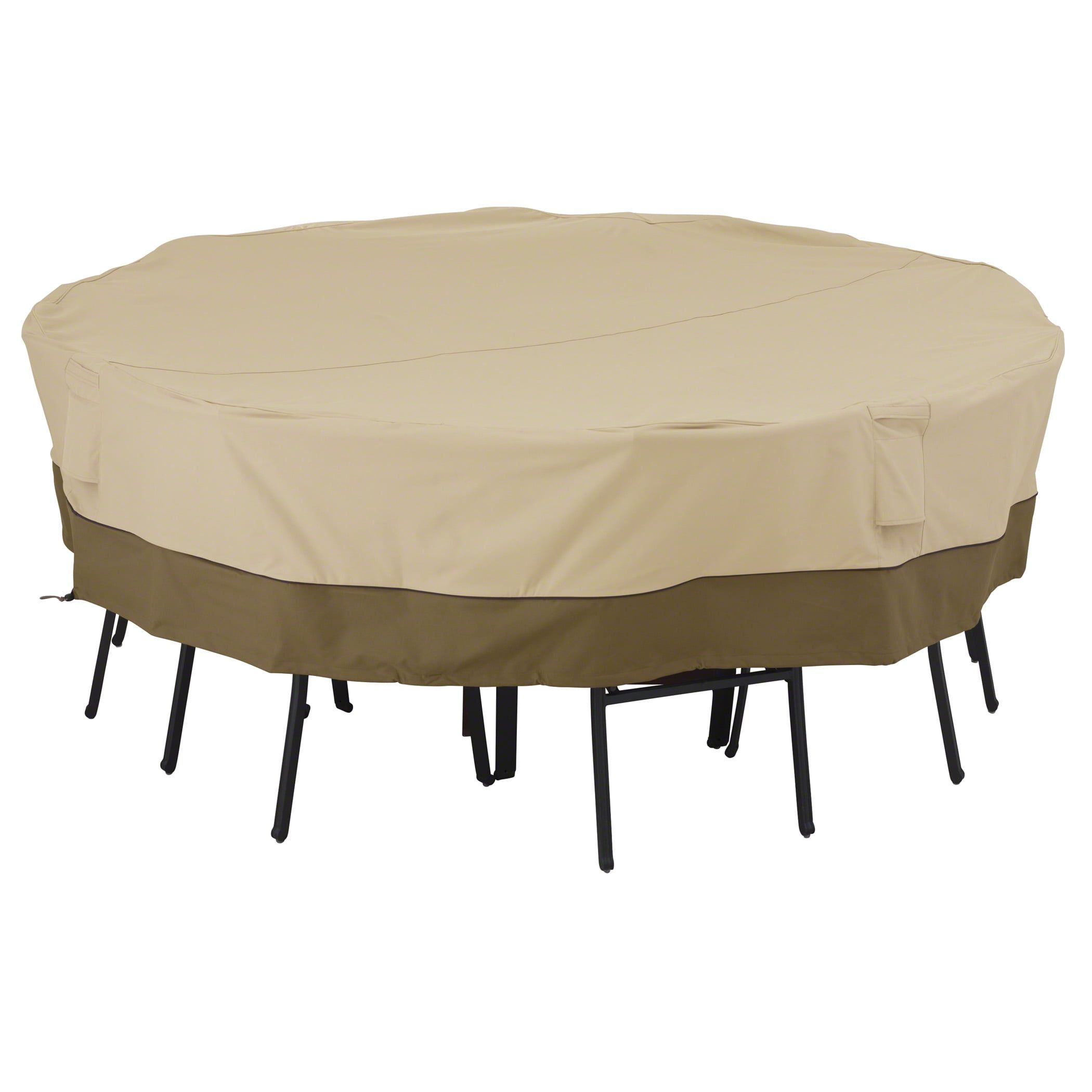 Large Beige and Brown Water-Resistant Patio Table & Chair Set Cover