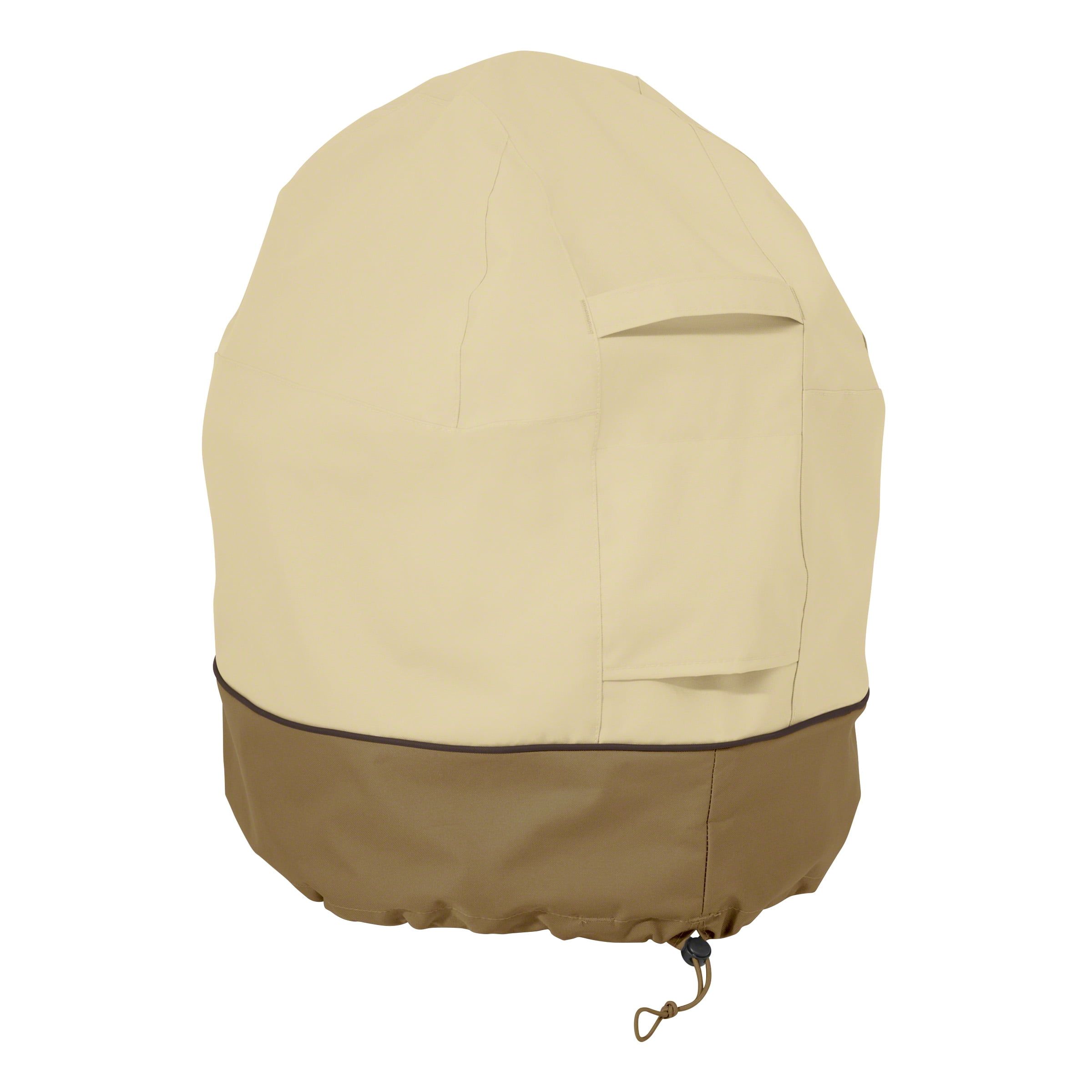 Tan and Brown Water-Resistant BBQ Grill Cover with Elastic Closure