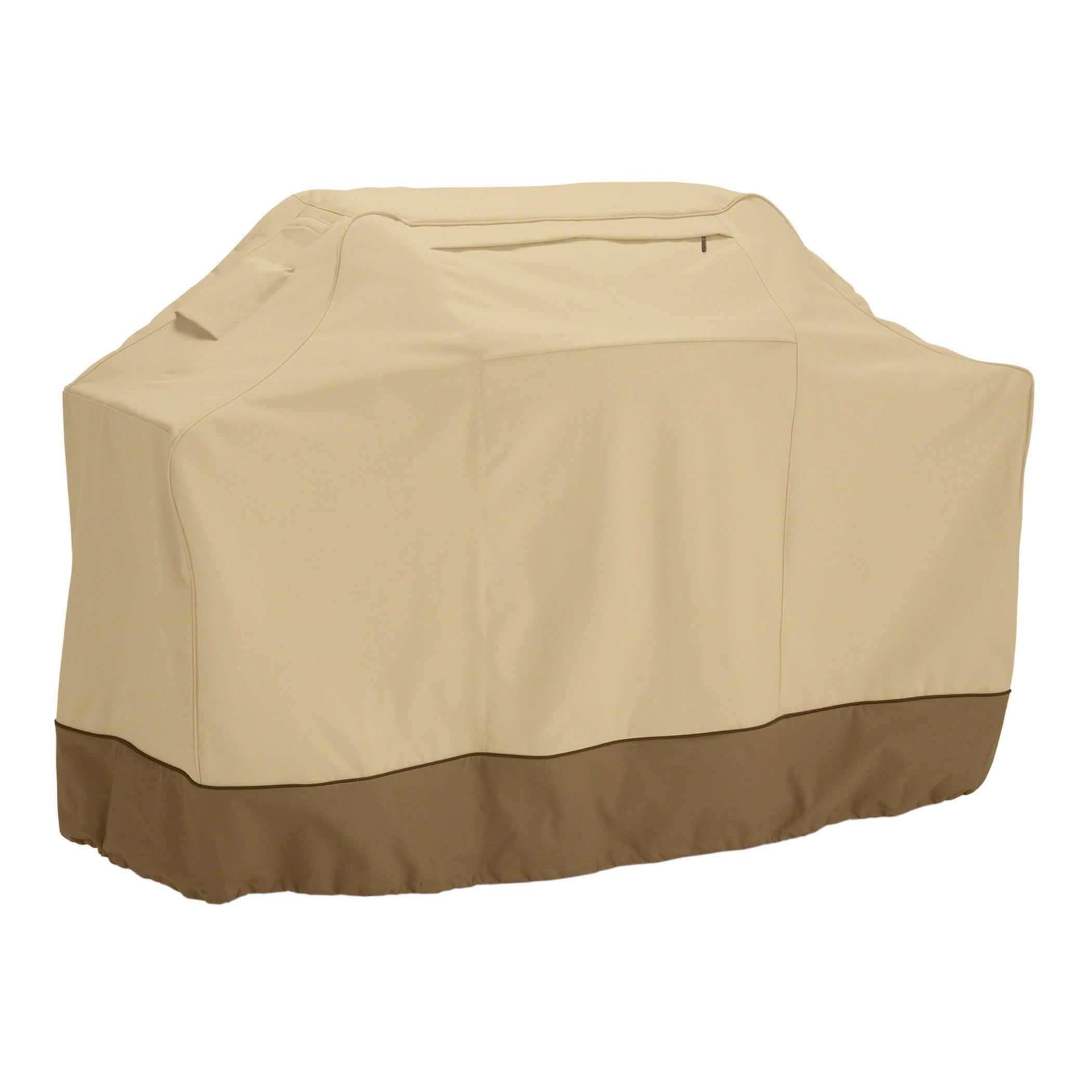 Tan and Brown Water-Resistant BBQ Grill Cover with Handles