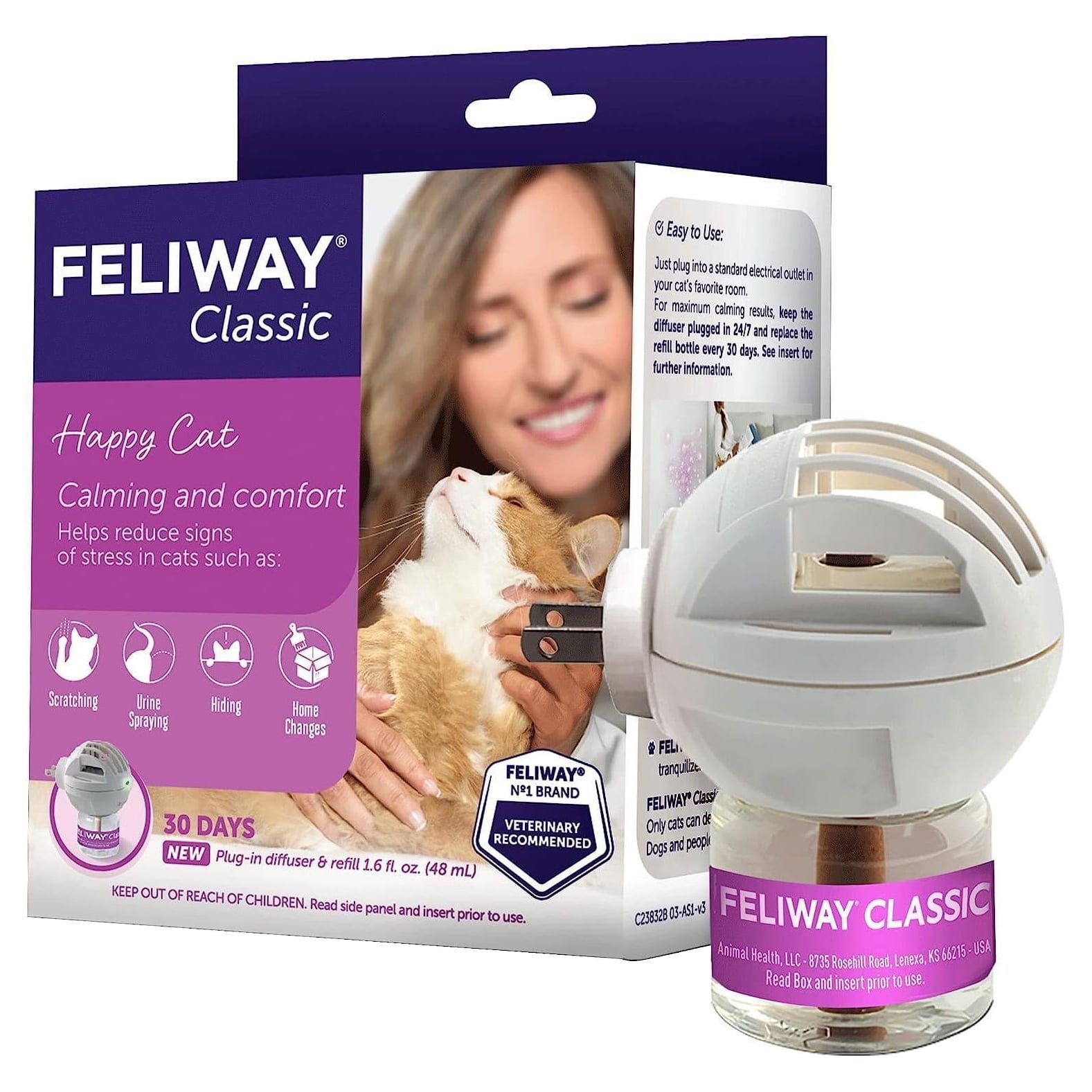 Feliway Classic Cat Calming Pheromone Diffuser Kit, 48 mL