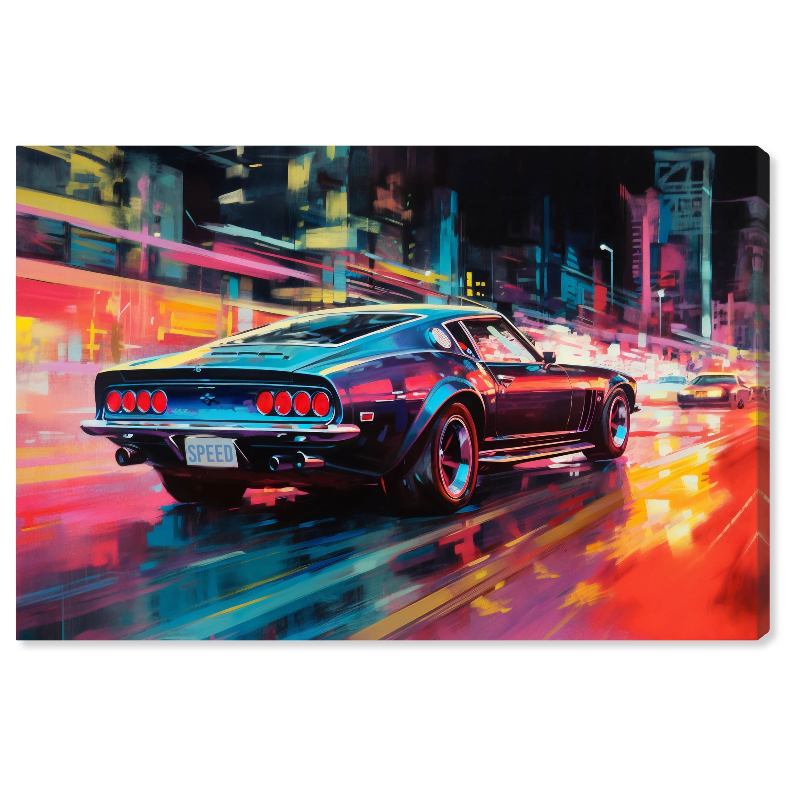 Classic Night Drive Car Canvas Wall Art, 45" x 30"