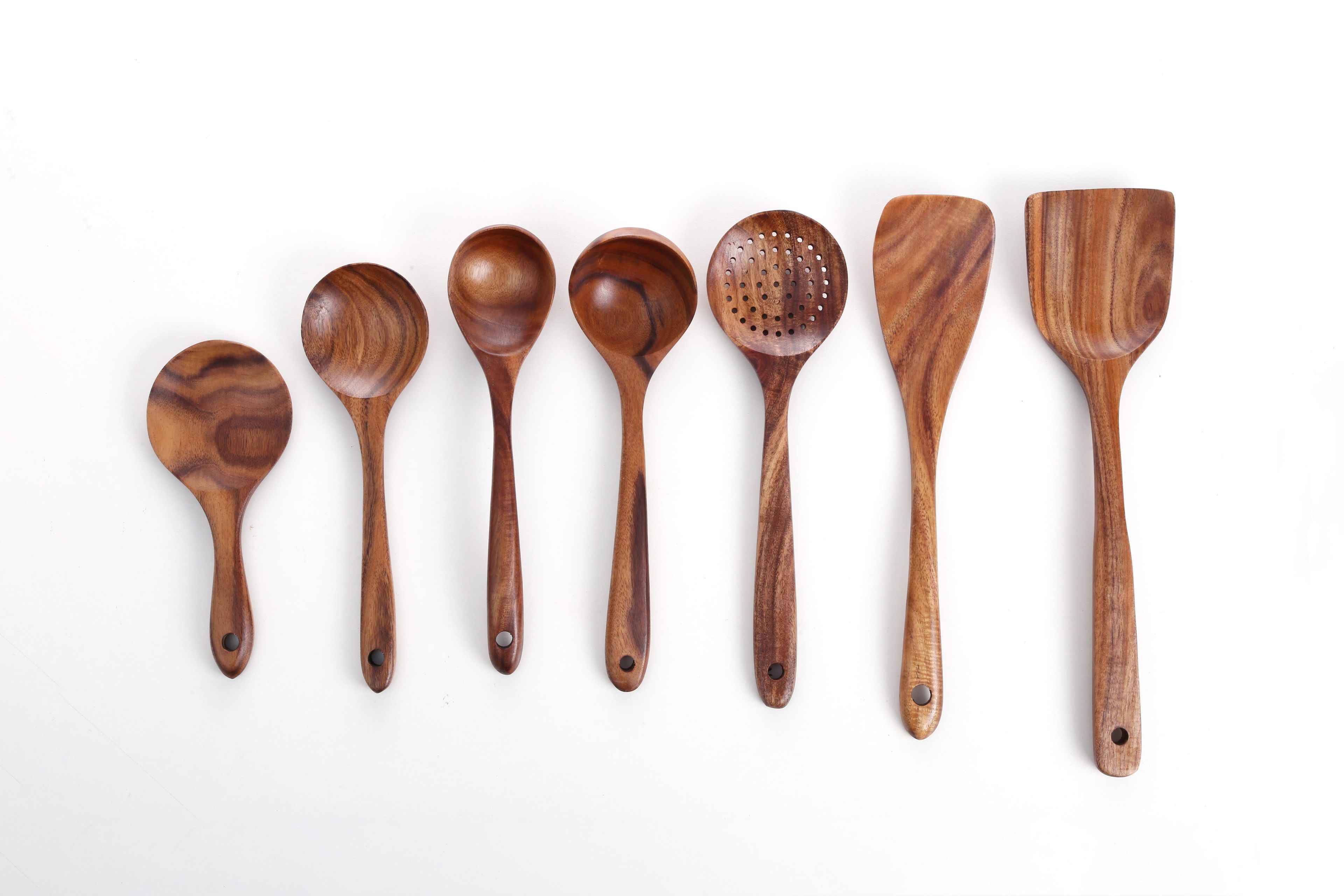 7-Piece Natural Teak Wood Cooking Utensil Set