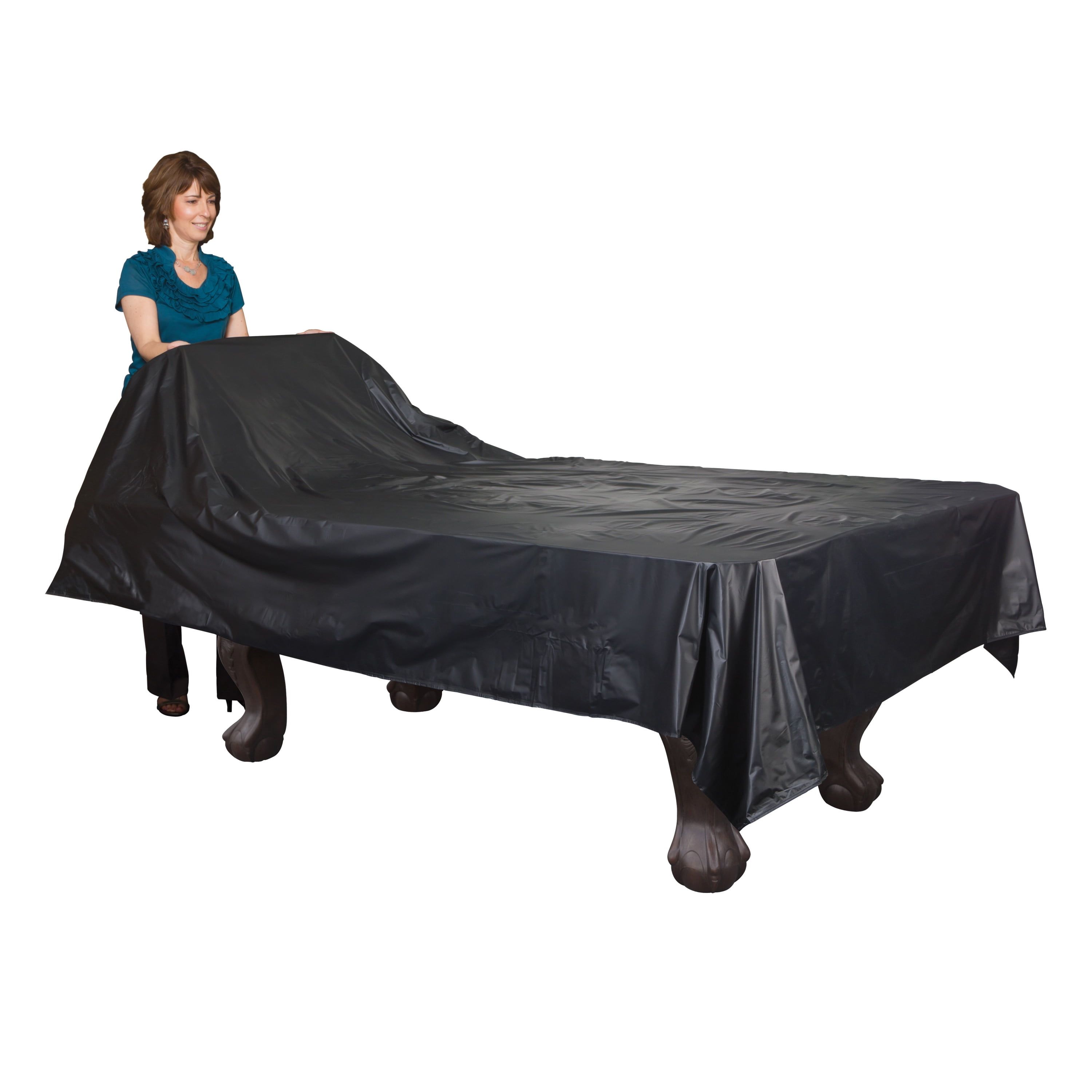 Large Black Vinyl Rectangular Table Cover with Weighted Corners