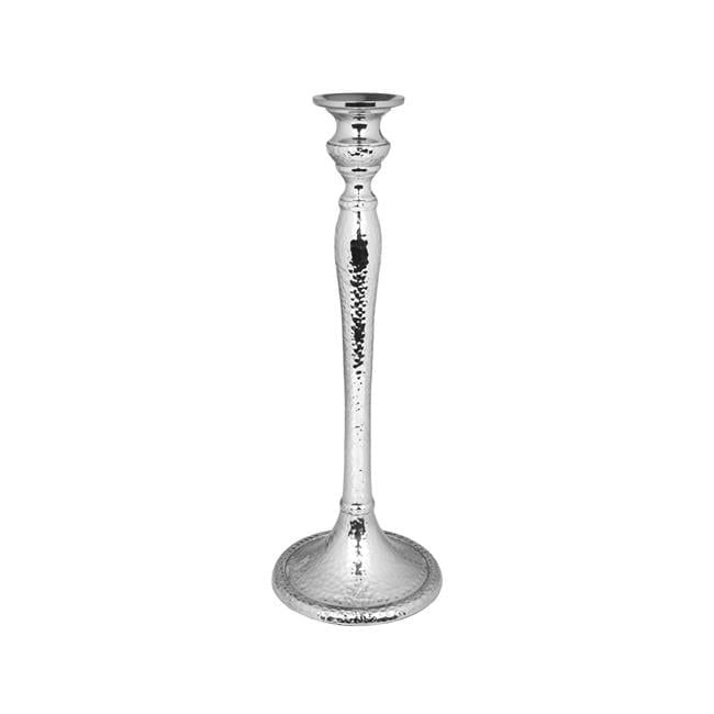 Elegant 10.5" Hammered Nickel Candlestick Pair