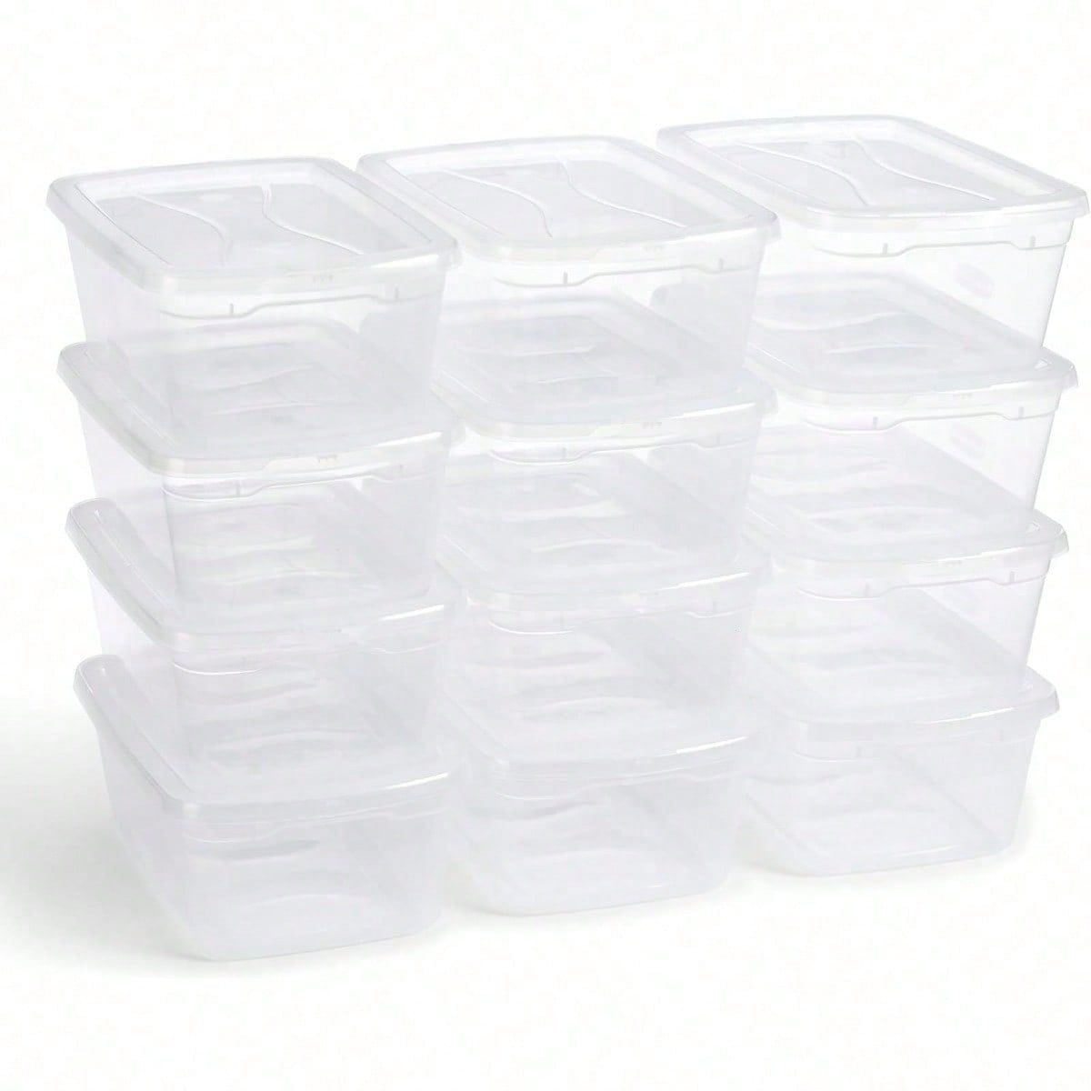 Clear Stackable Plastic Storage Containers with Snap-Tight Lids, 6 Quart, 12 Pack