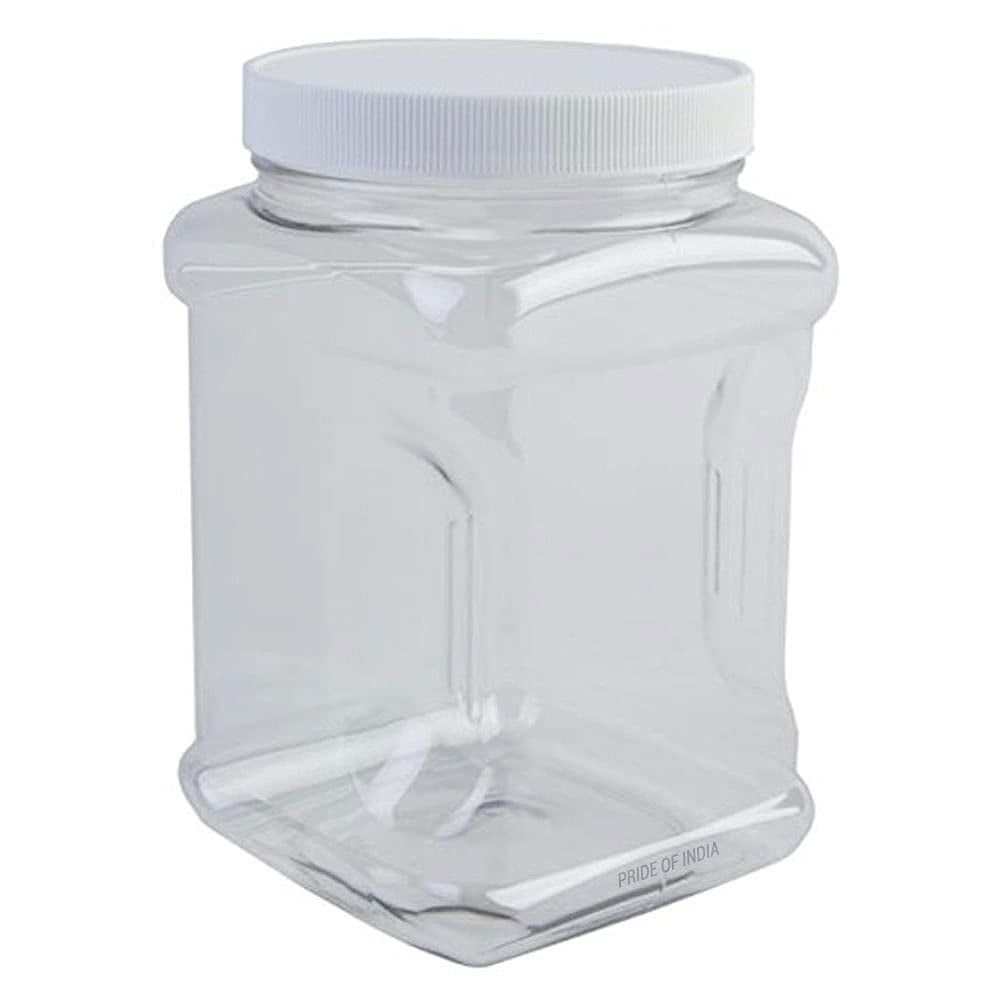 Clear BPA-Free Plastic Square Storage Jar with Screw Cap