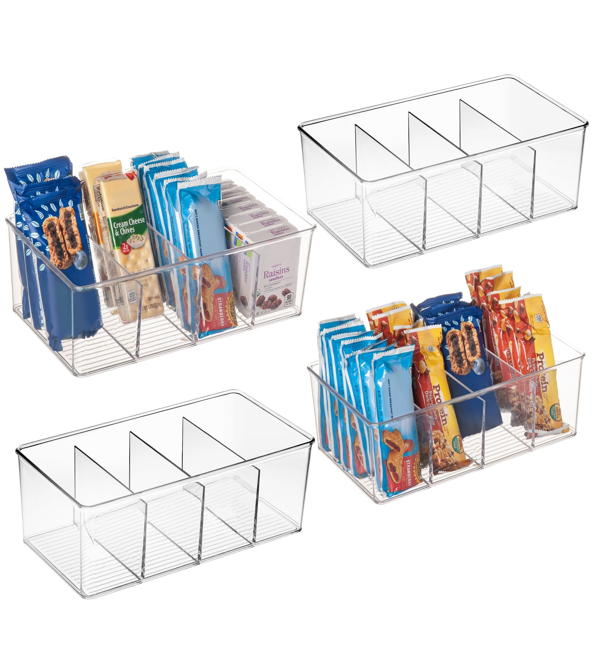 Clear Plastic Freezer Safe Food Storage Organizer Bins Set