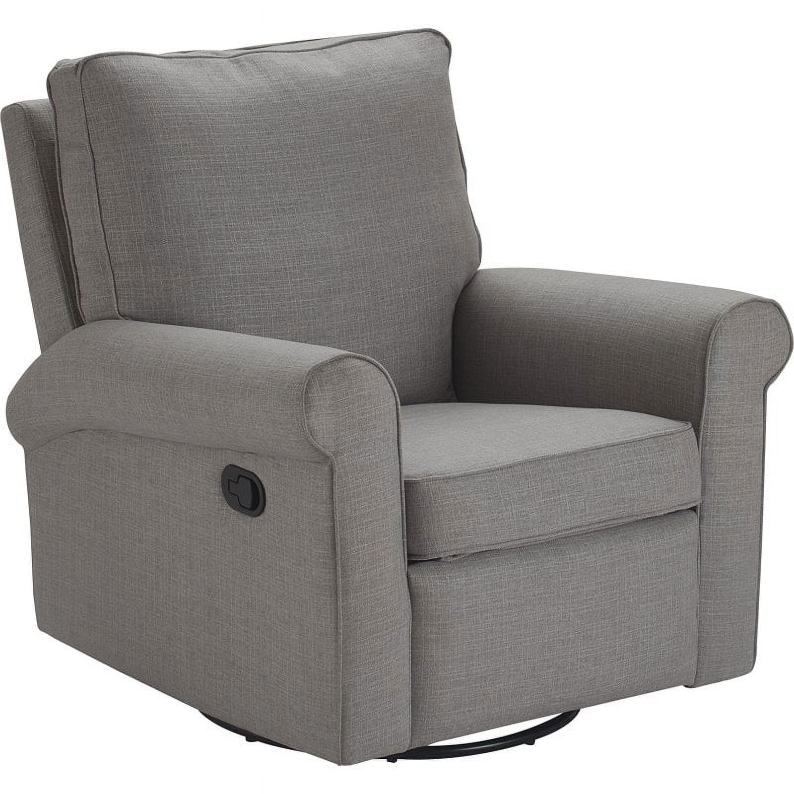 Gray Microfiber Swivel Recliner Chair with Wood Frame