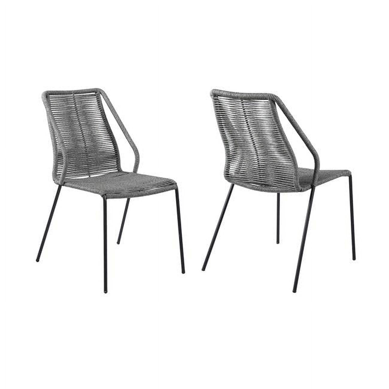 Gray Rope and Steel Armless Stackable Dining Chairs - Set of 2